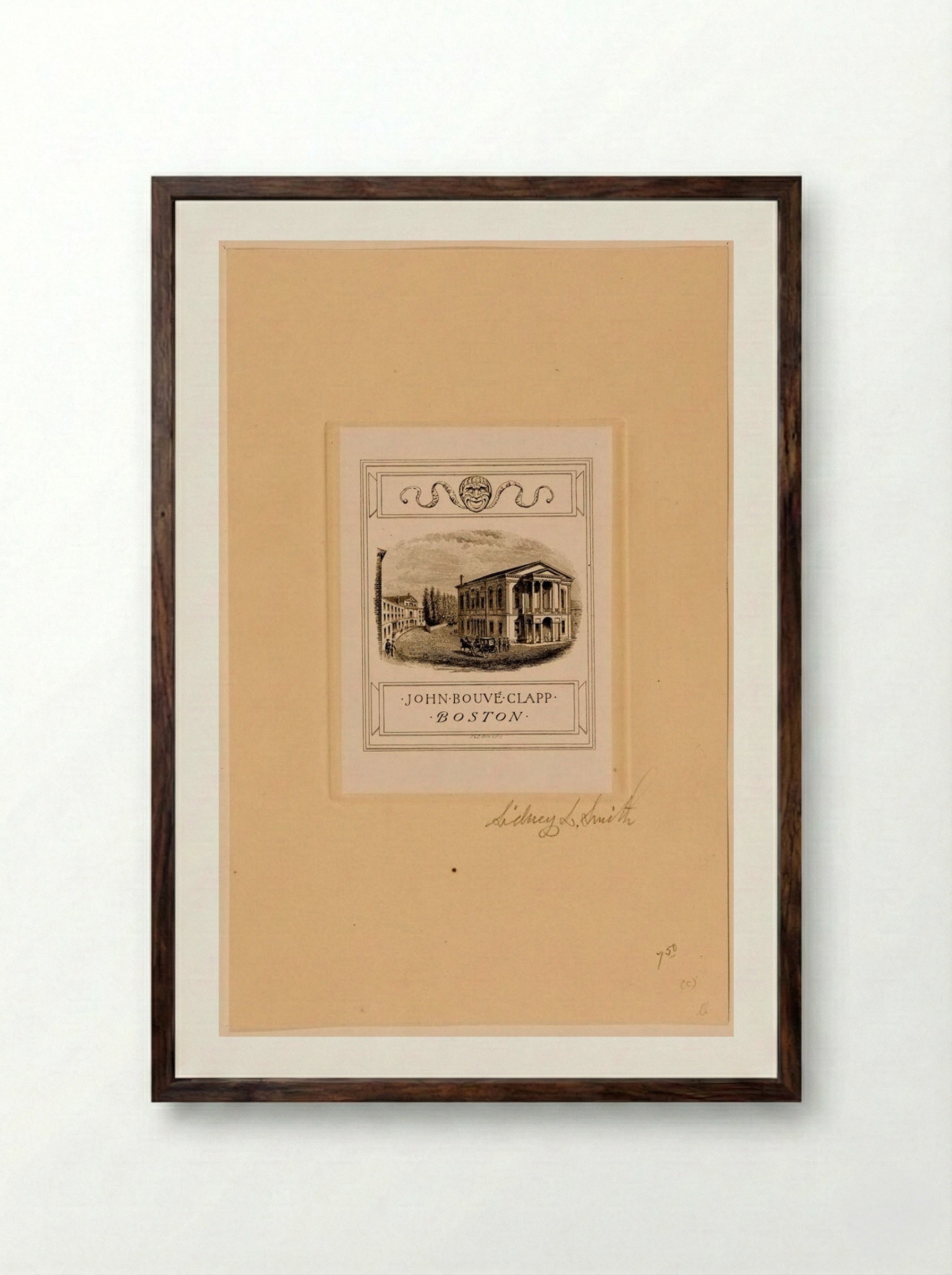 Bookplate of John Bouvé Clapp - Sidney L. Smith - Framed Print Dark Wood
