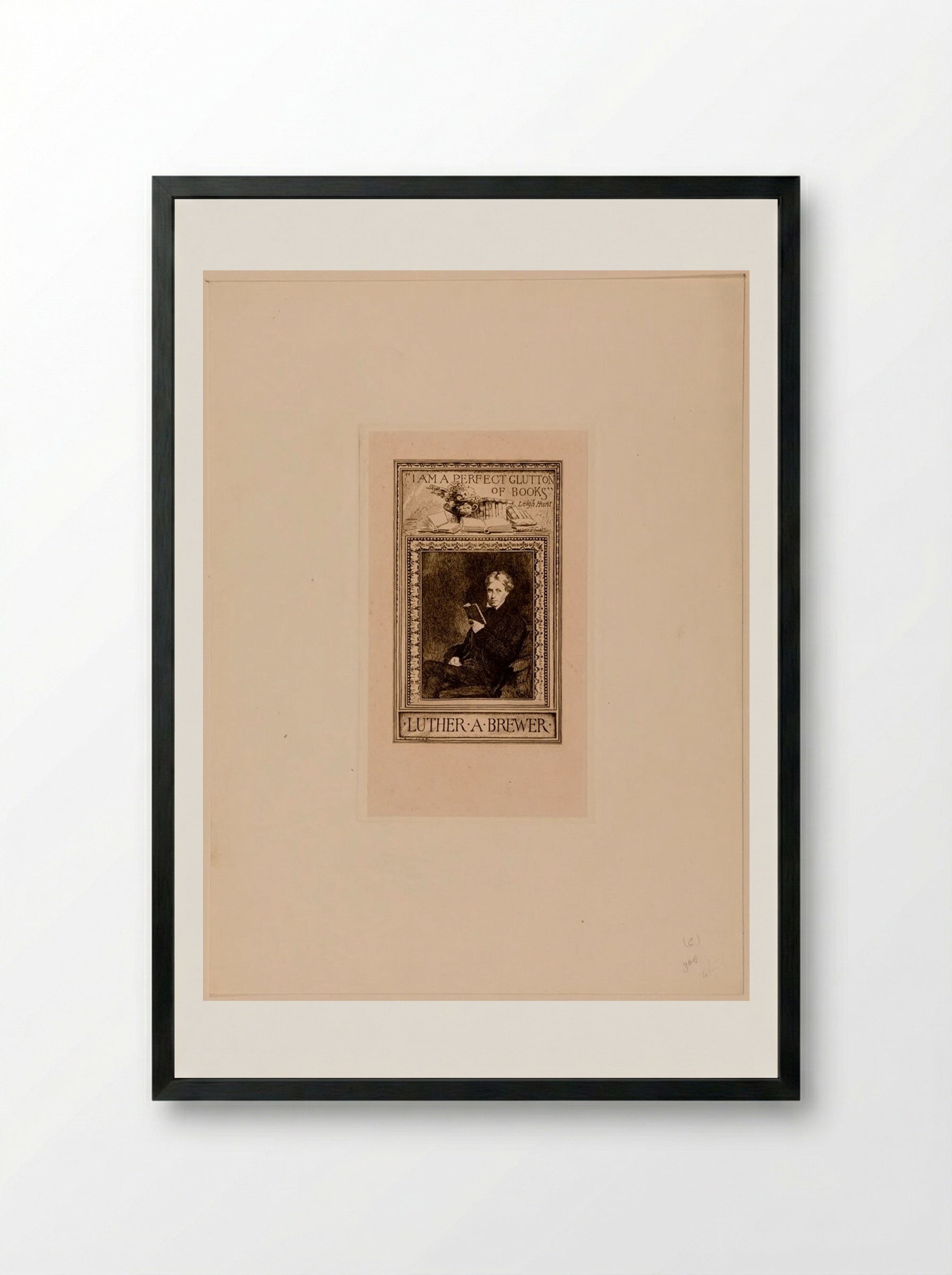 Bookplate of Luther A. Brewer - Sidney L. Smith - Framed Print Black