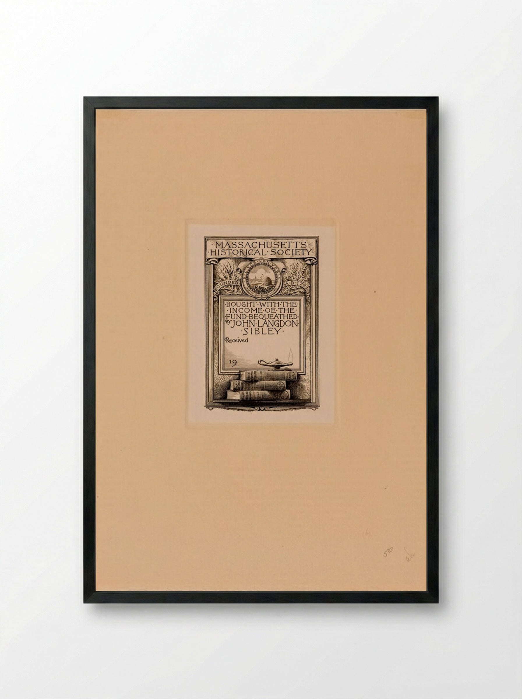 Bookplate of Massachusetts Historical Society, John Langdon Sibley Fund - Sidney L. Smith - Framed Print Black