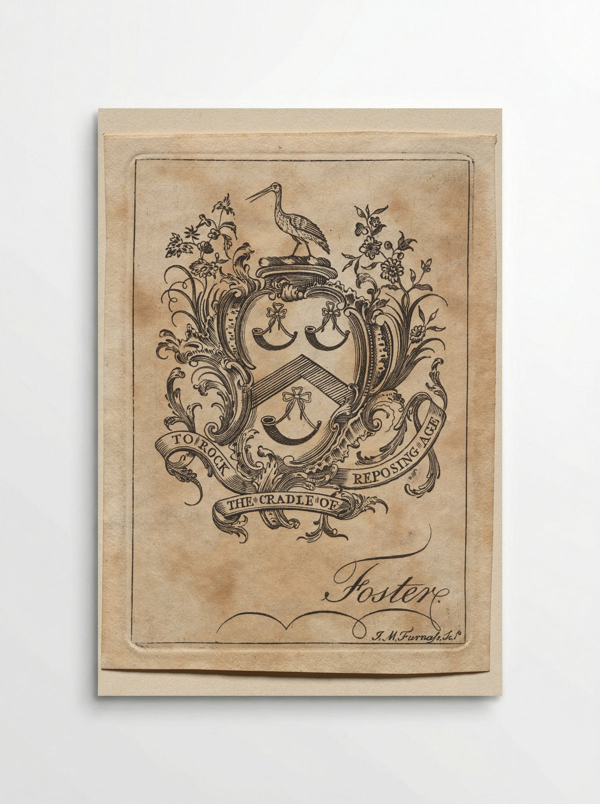 Bookplate: Coat of Arms with Foster inscribed below - John Mason Furnass - Poster