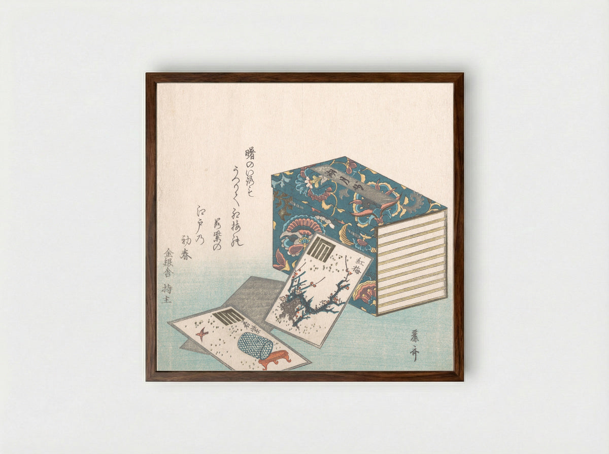 Books and Cards - Reisai - Framed Print Dark Wood