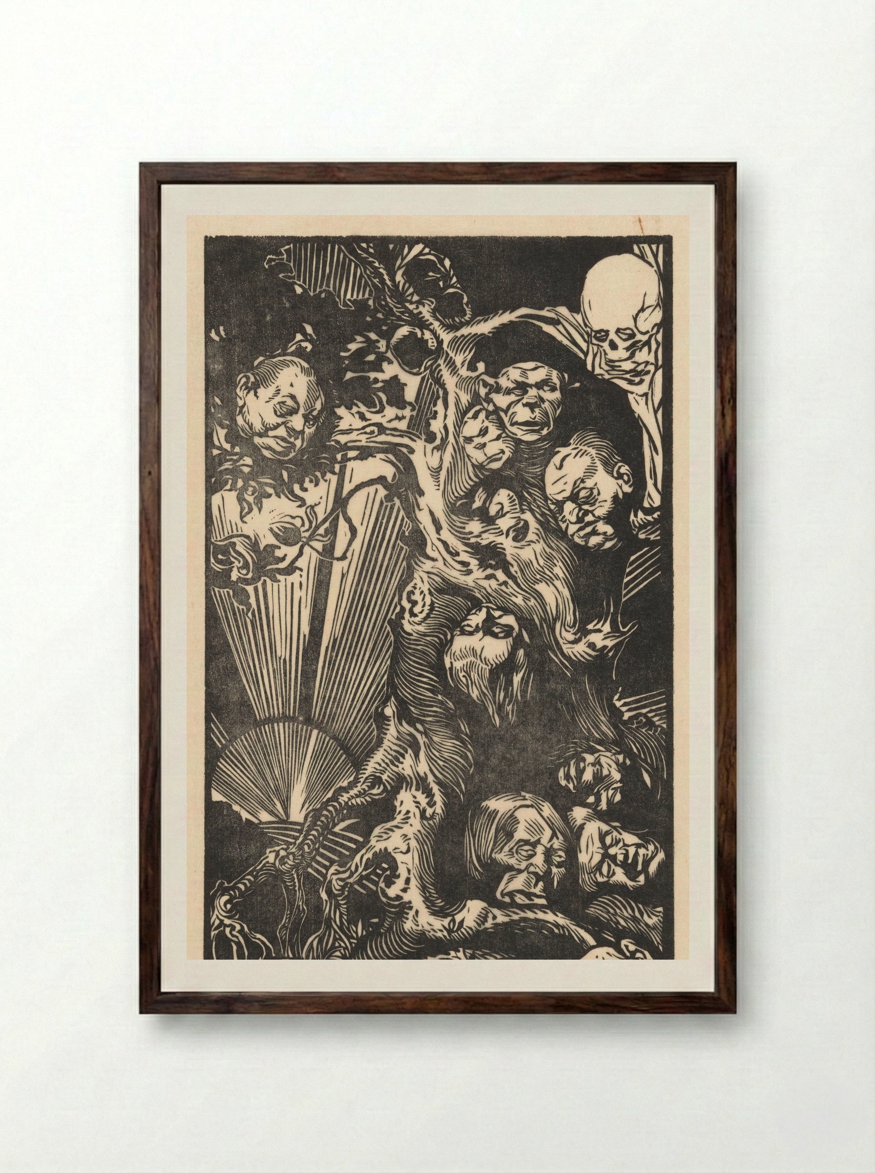 Boom met fantastische koppen - Johannes Josephus Aarts - Framed Print Dark Wood
