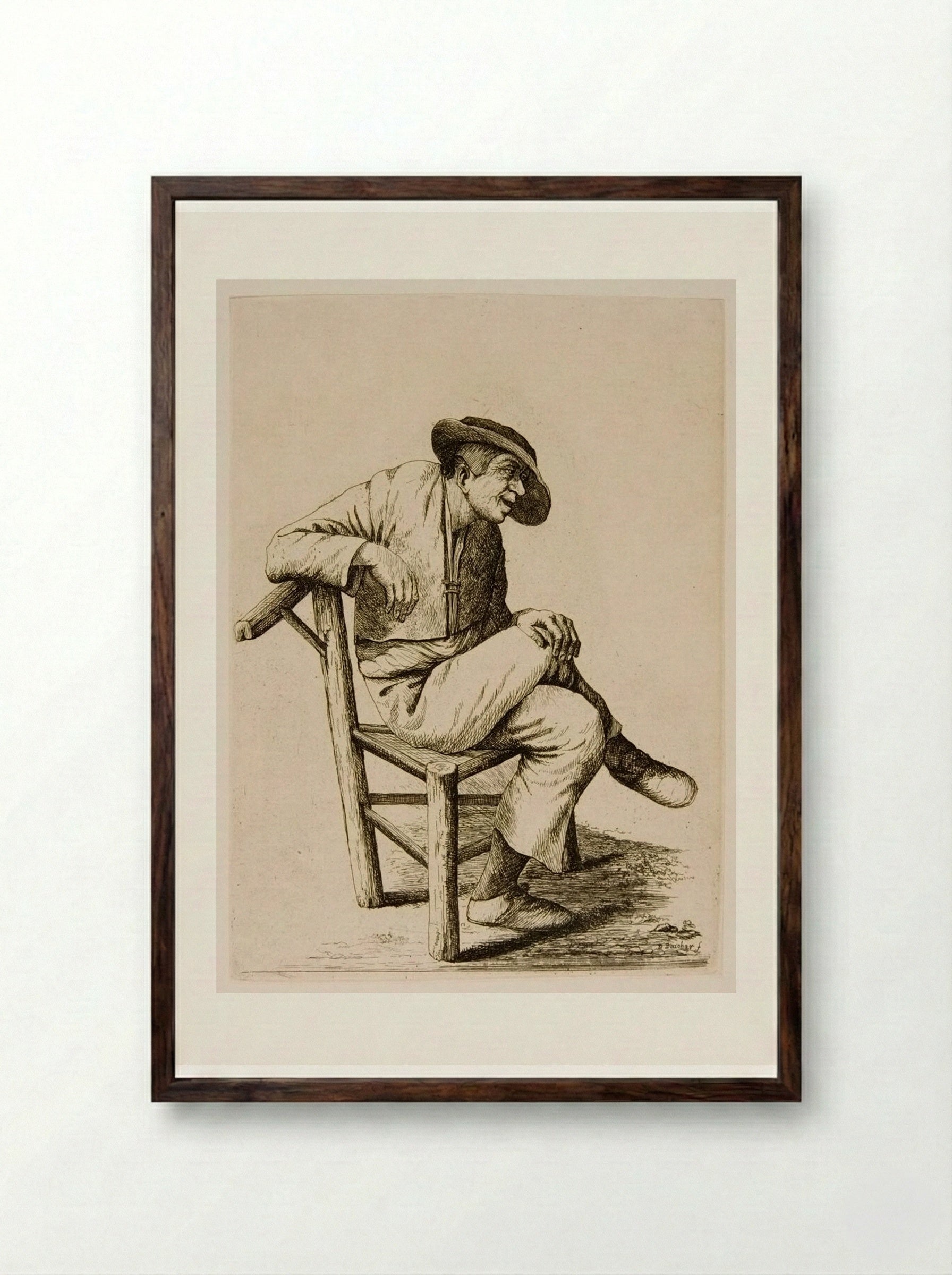 Boor Seated - David Deuchar - Framed Print Dark Wood