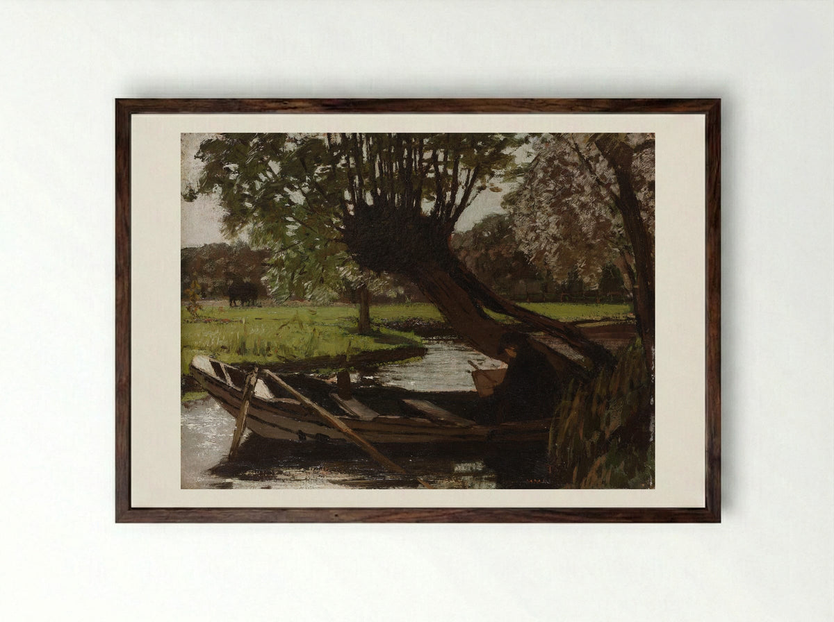 Boot met knotwilg - Matthijs Maris - Framed Print Dark Wood