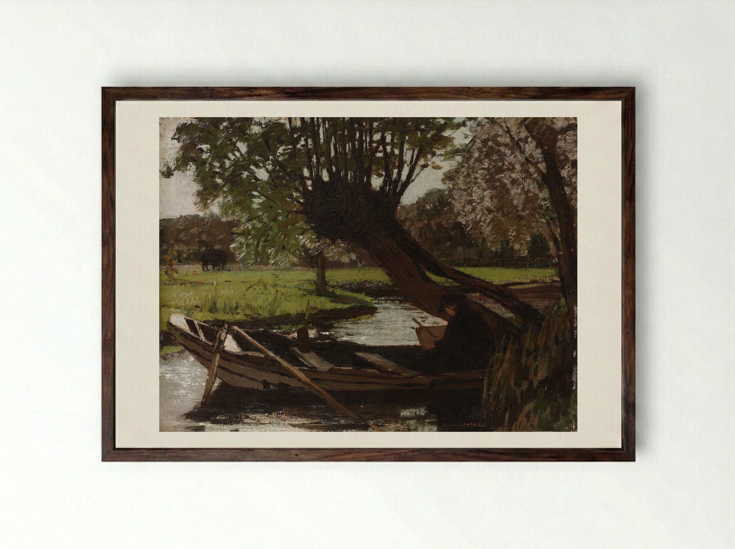 Boot met knotwilg - Matthijs Maris - Framed Print Dark Wood