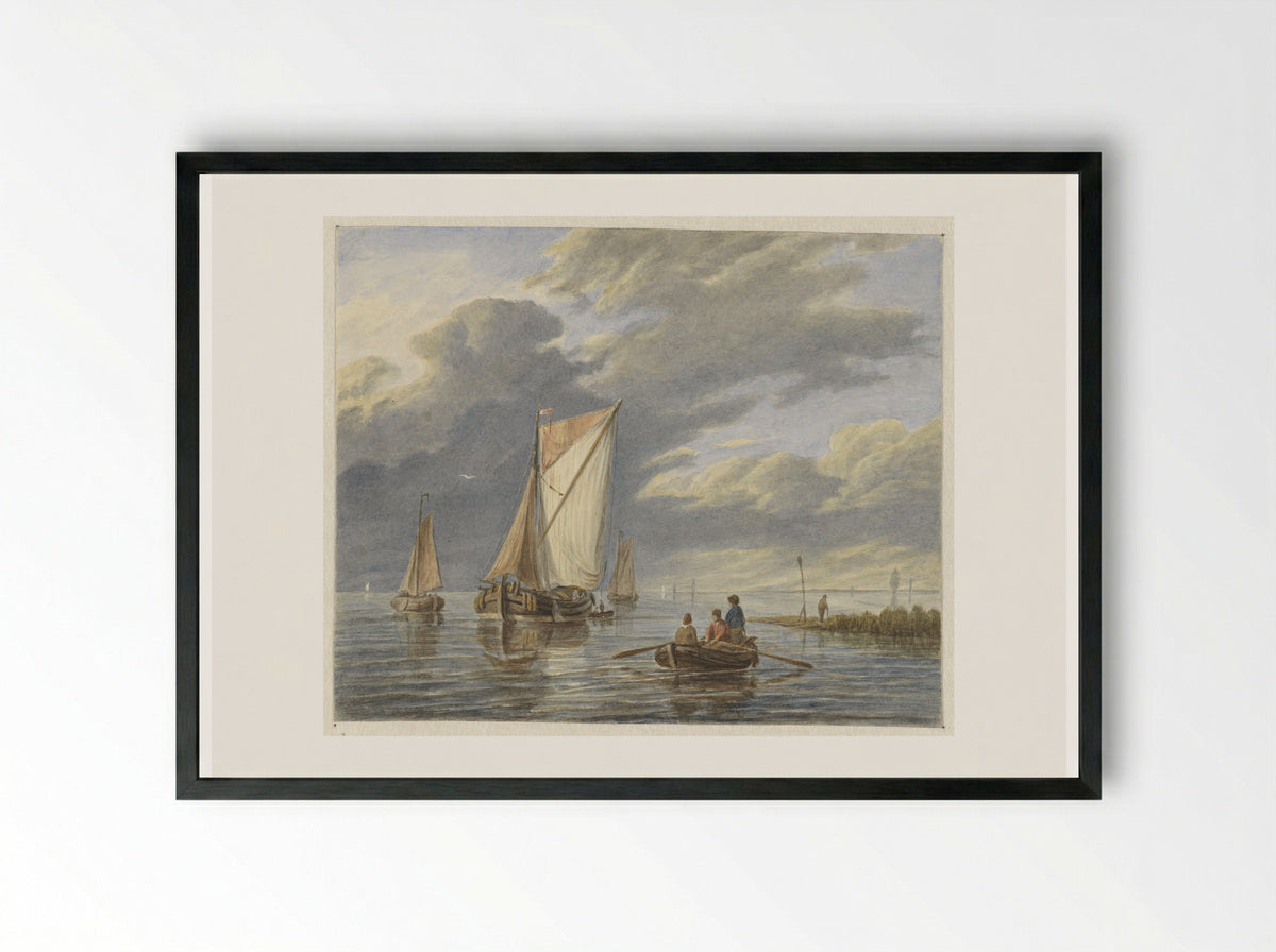 Bootjes op het water - Matthijs Maris - Framed Print Black