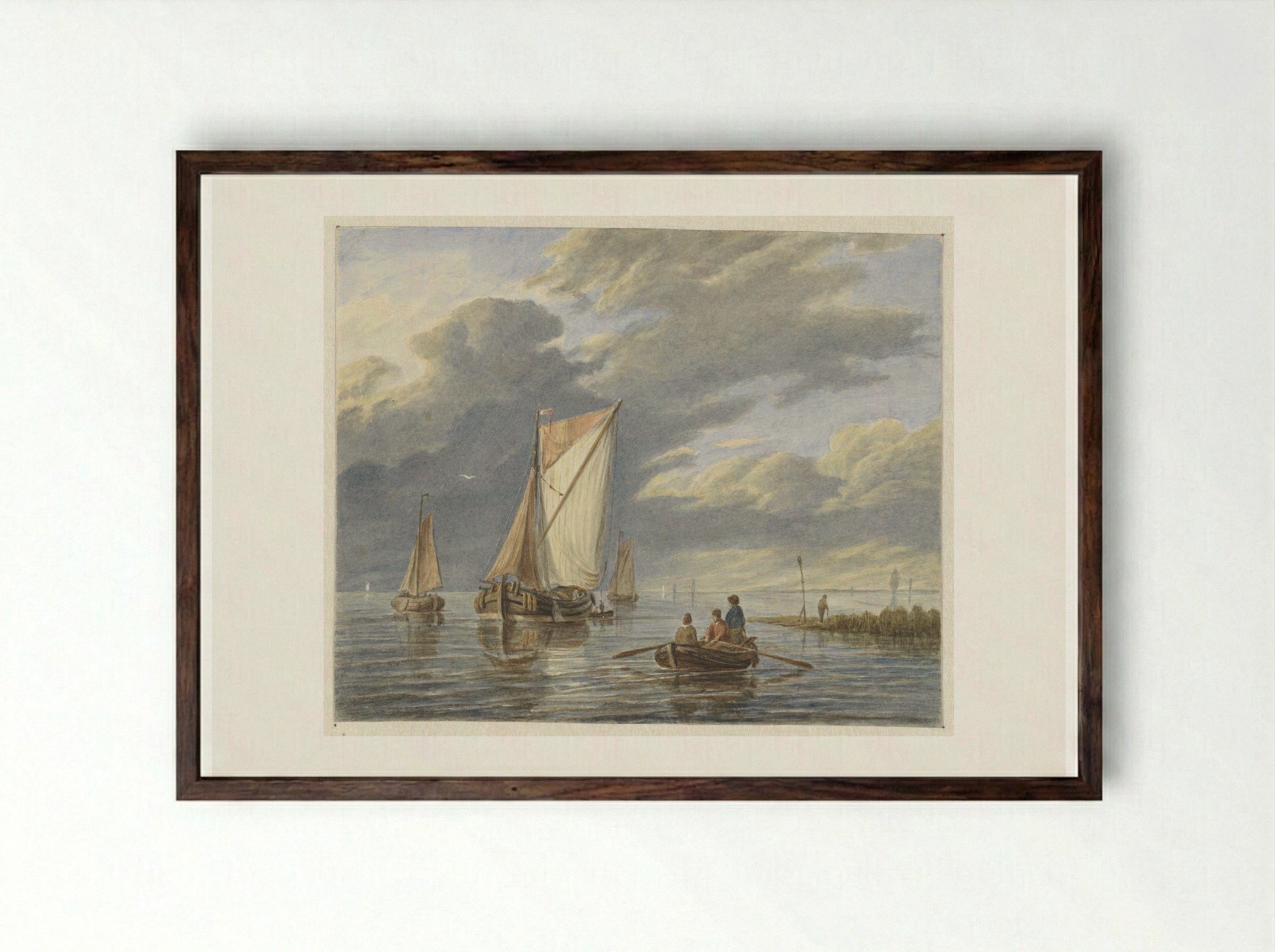 Bootjes op het water - Matthijs Maris - Framed Print Dark Wood