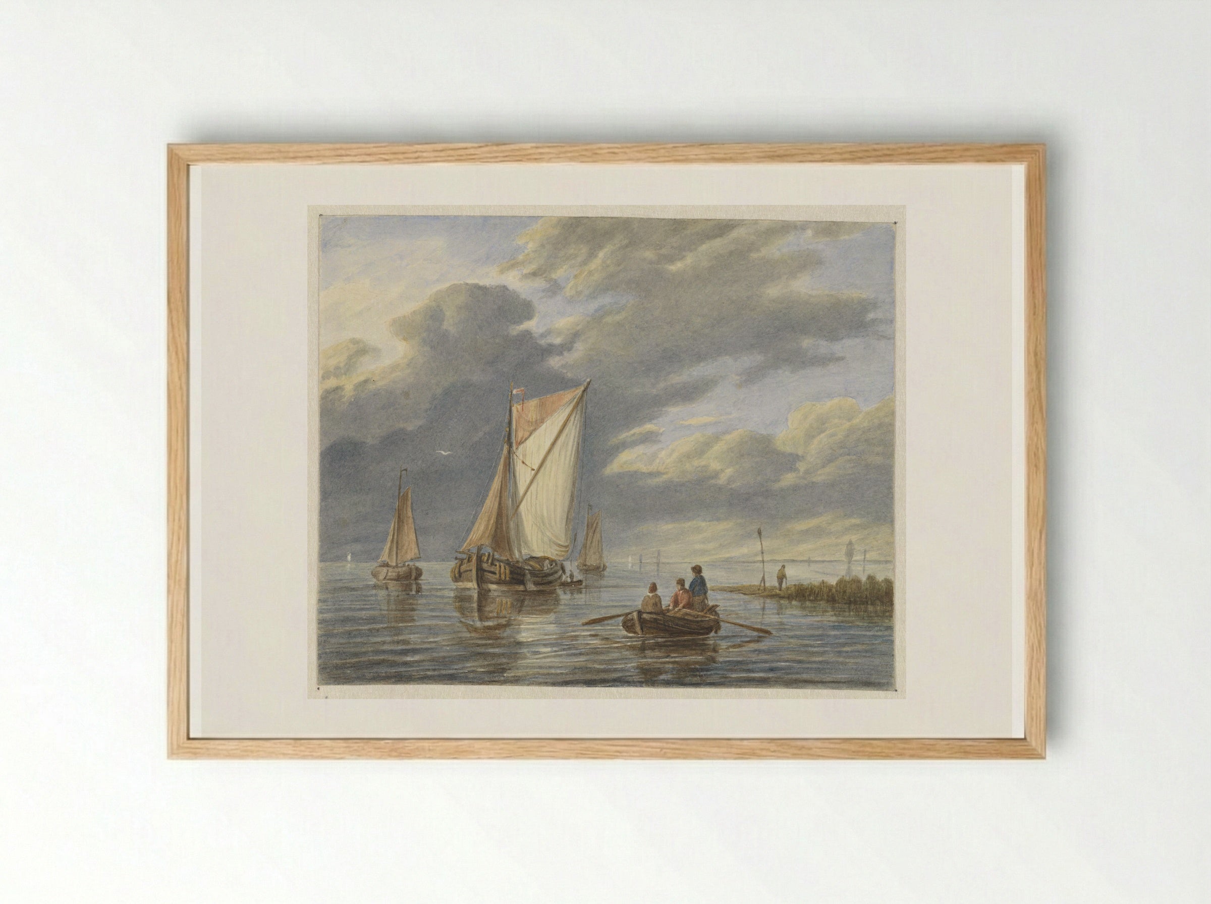 Bootjes op het water - Matthijs Maris - Framed Print Wood