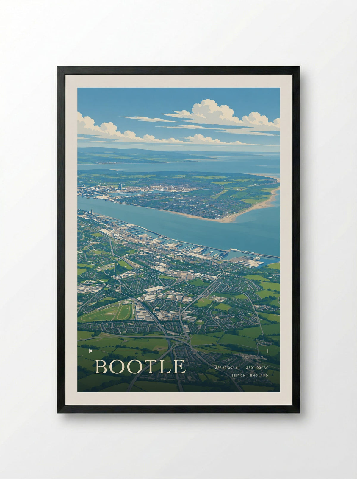 Bootle, Sefton | Travel Poster - Framed Print Black
