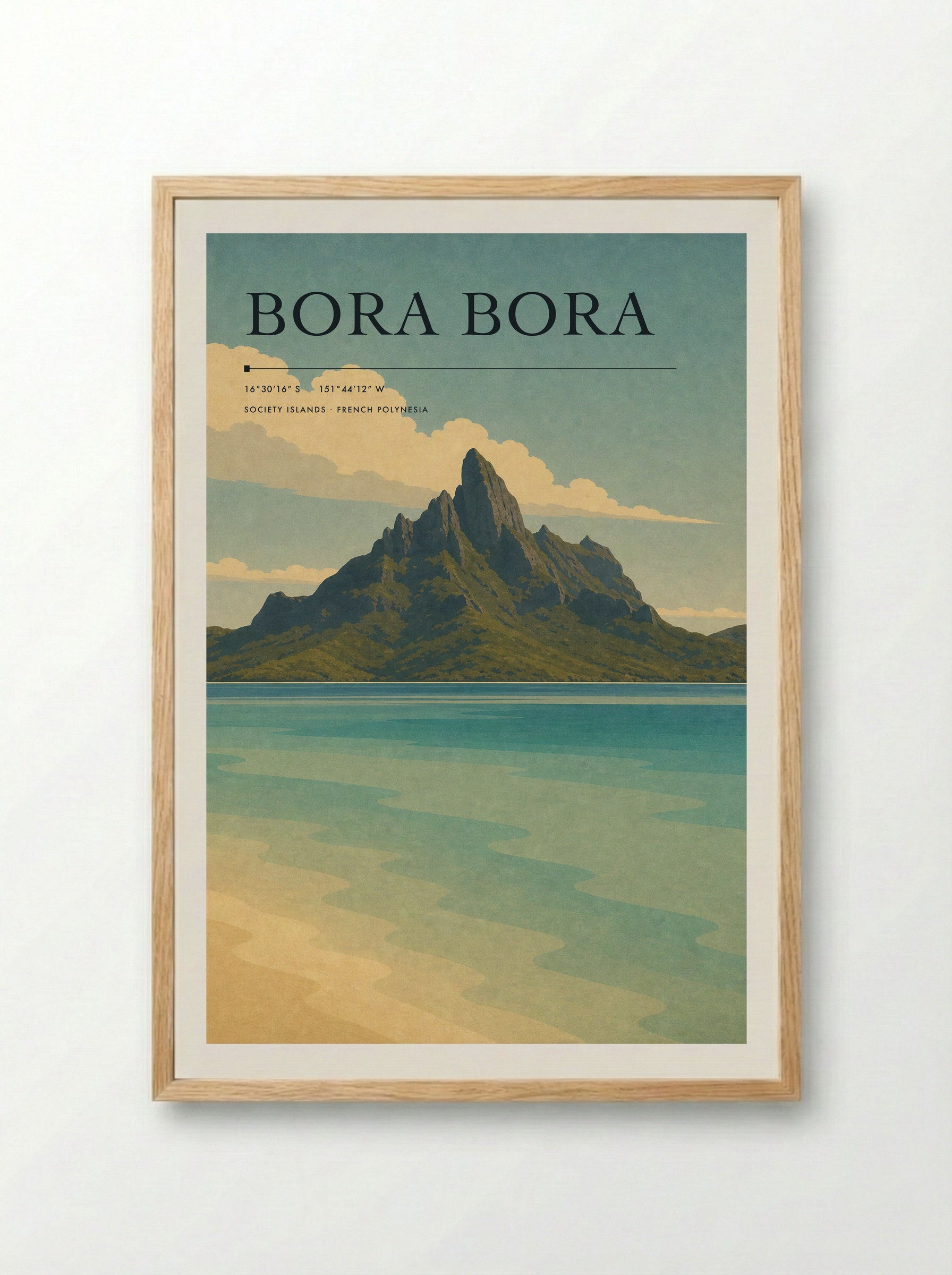 Bora Bora Travel Poster Artwork - Framed Print Wood