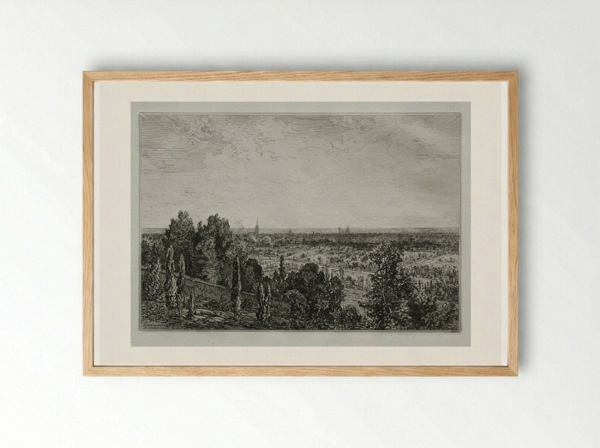Bordeaux, View From the Coast of Cenon - Maxime Lalanne - Framed Print Wood