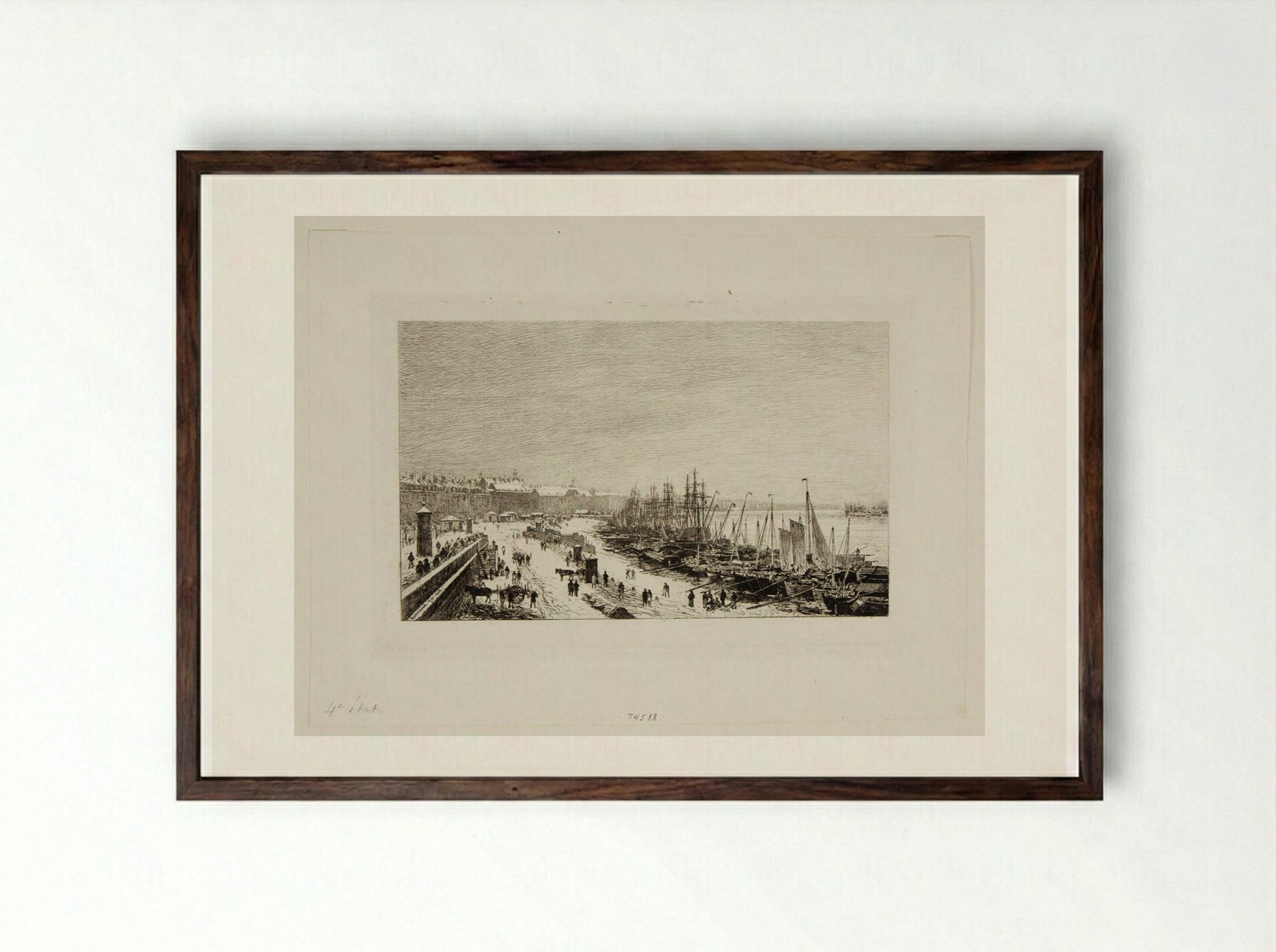 Bordeaux, effect of snow - Maxime Lalanne - Framed Print Dark Wood