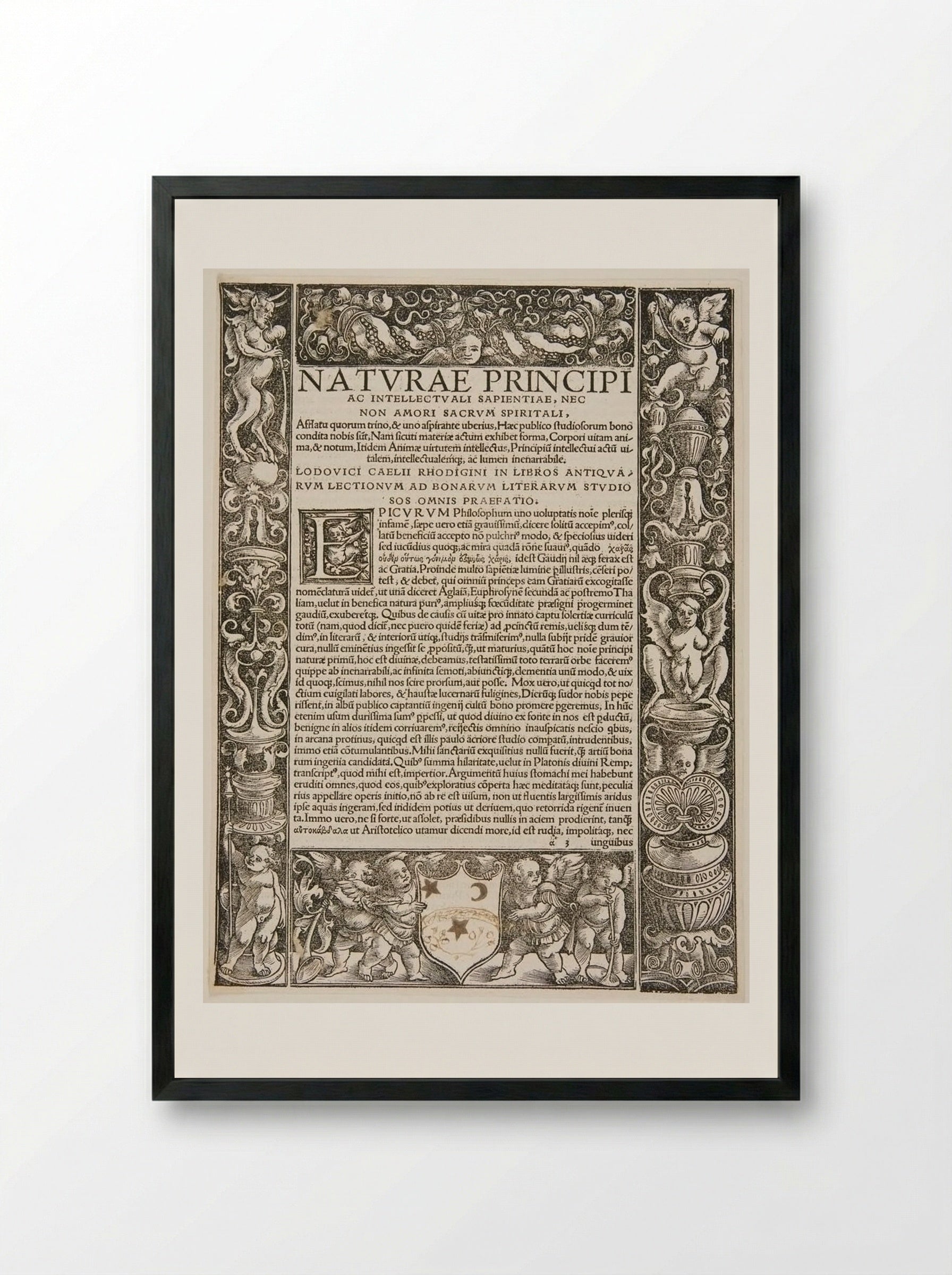 Border Composed of Four Blocks; Initial E - Urs Graf - Framed Print Black