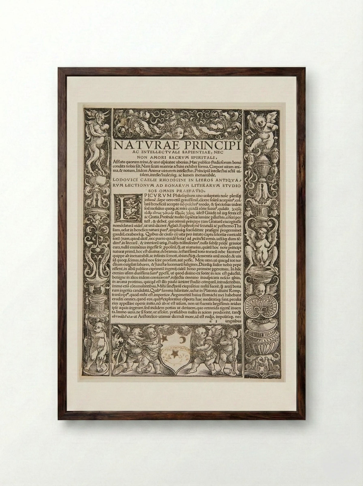 Border Composed of Four Blocks; Initial E - Urs Graf - Framed Print Dark Wood