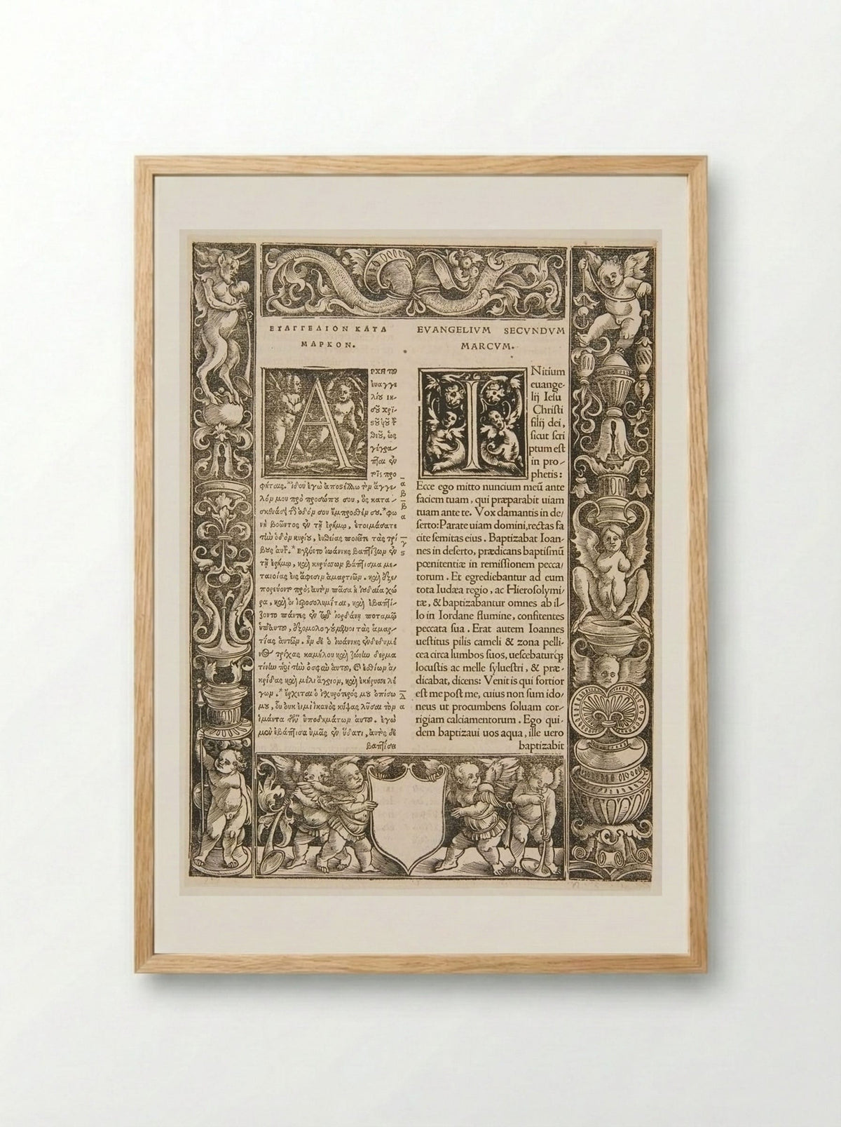 Border Composed of Four Blocks; Initials A, I - Urs Graf - Framed Print Wood