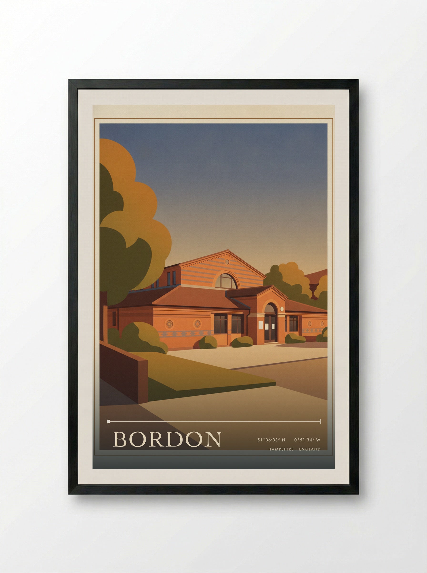 Bordon Hampshire England Travel Poster - Framed Print Black