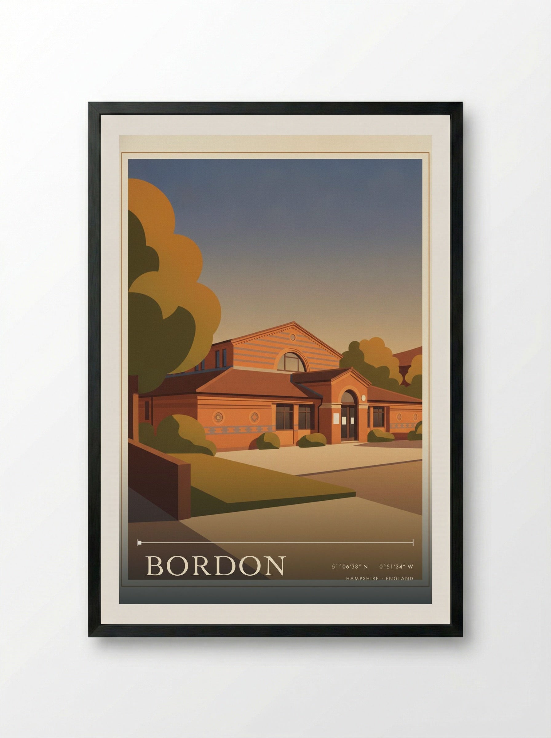 Bordon Hampshire England Travel Poster - Framed Print Black