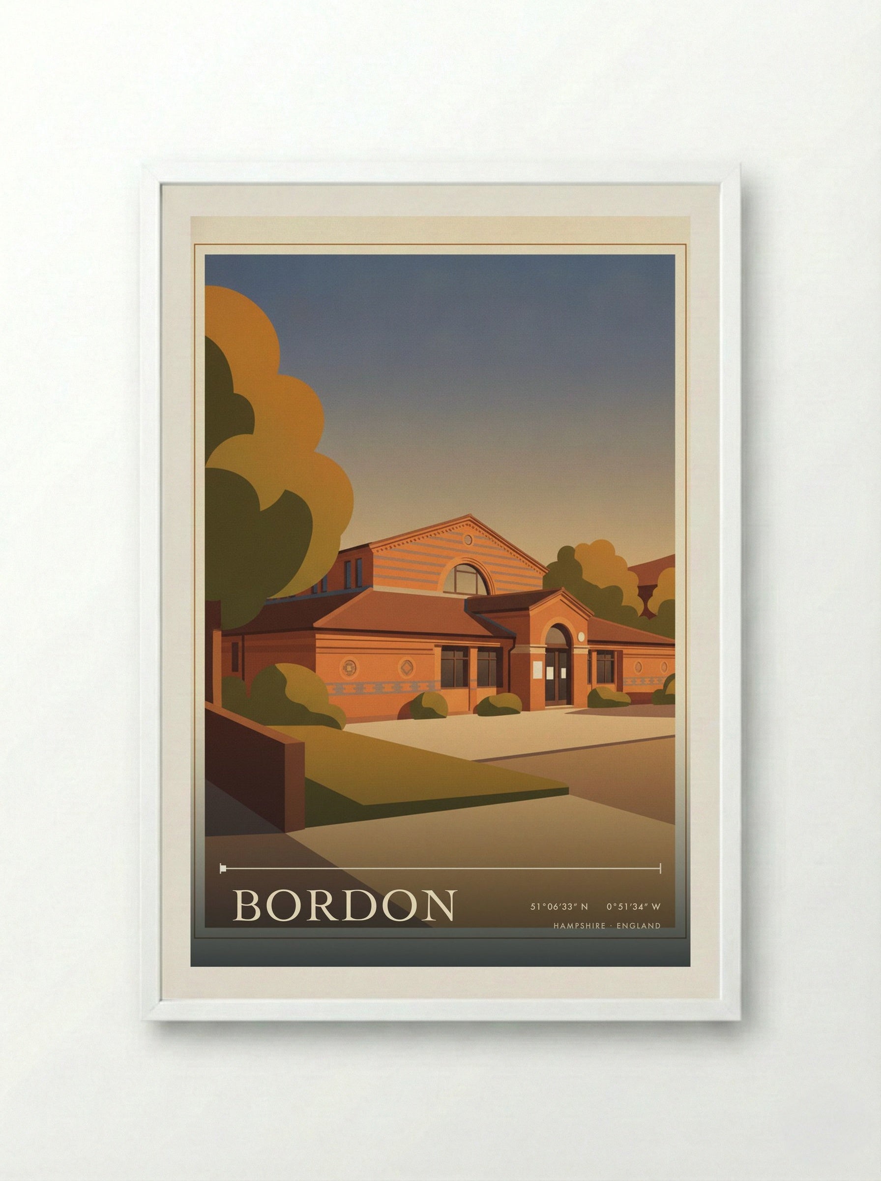 Bordon Hampshire England Travel Poster - Framed Print White