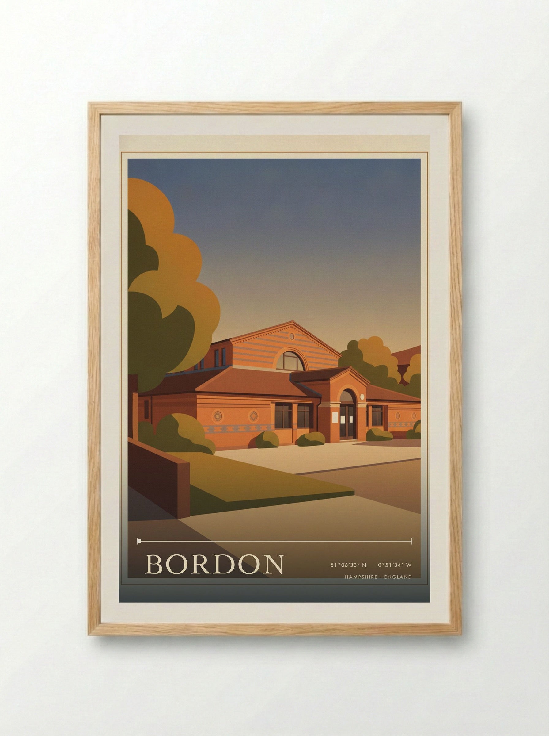 Bordon Hampshire England Travel Poster - Framed Print Wood
