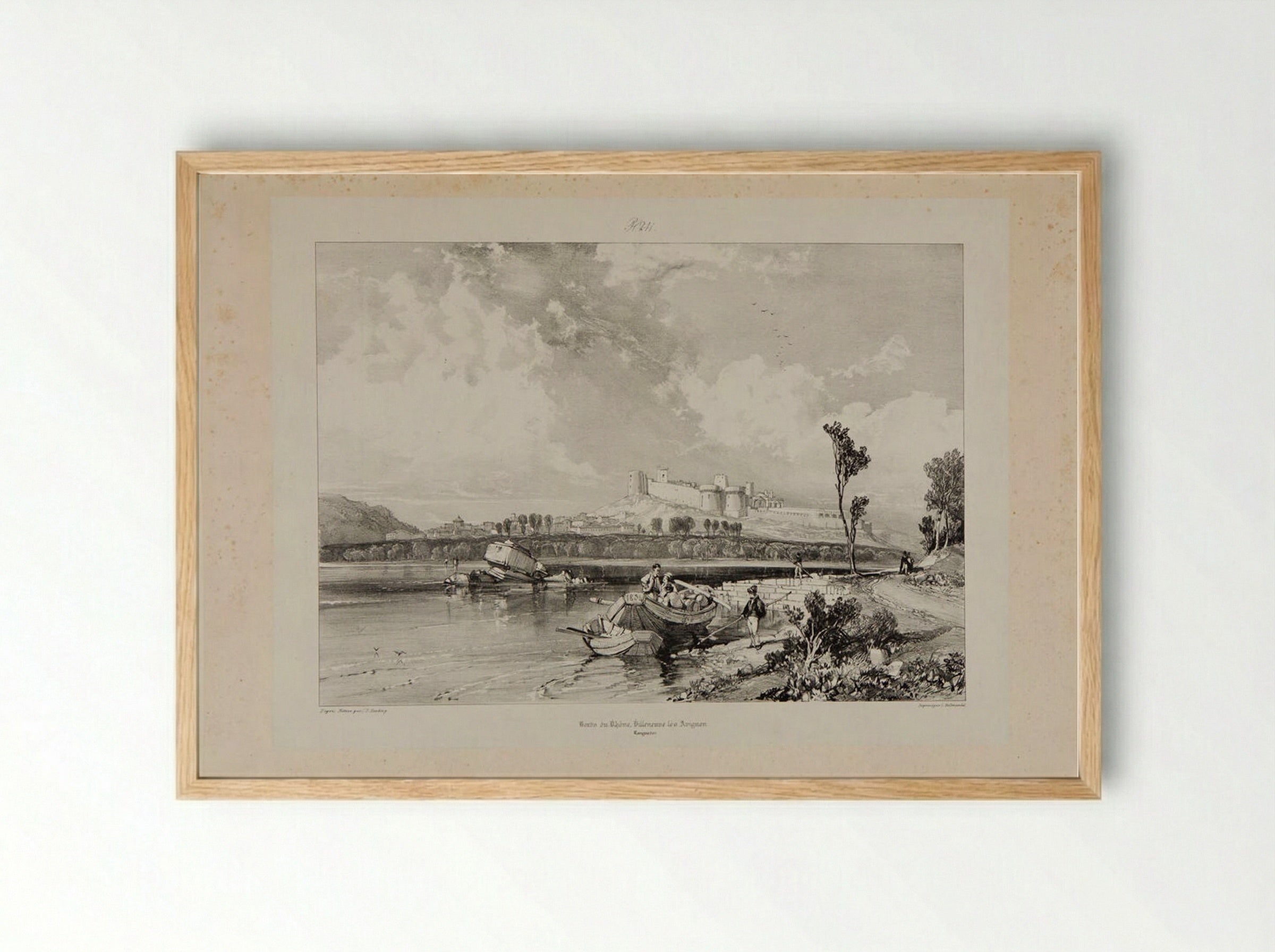 Bords du Rhone, Villeneuve les Avignon, Languedoc - James Duffield Harding - Framed Print Wood