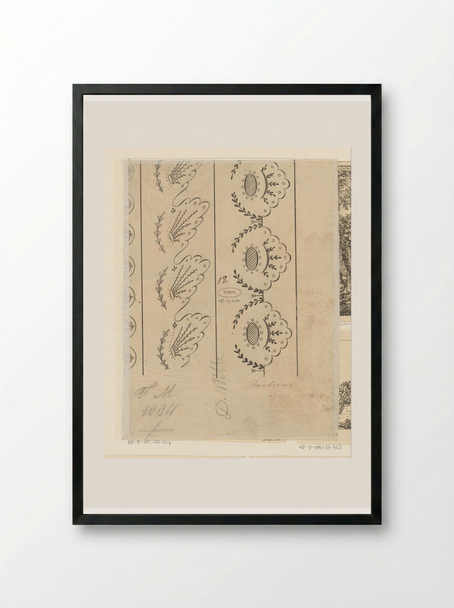 Borduurpatroon - Pieter Bartholomeusz. Barbiers - Framed Print Black
