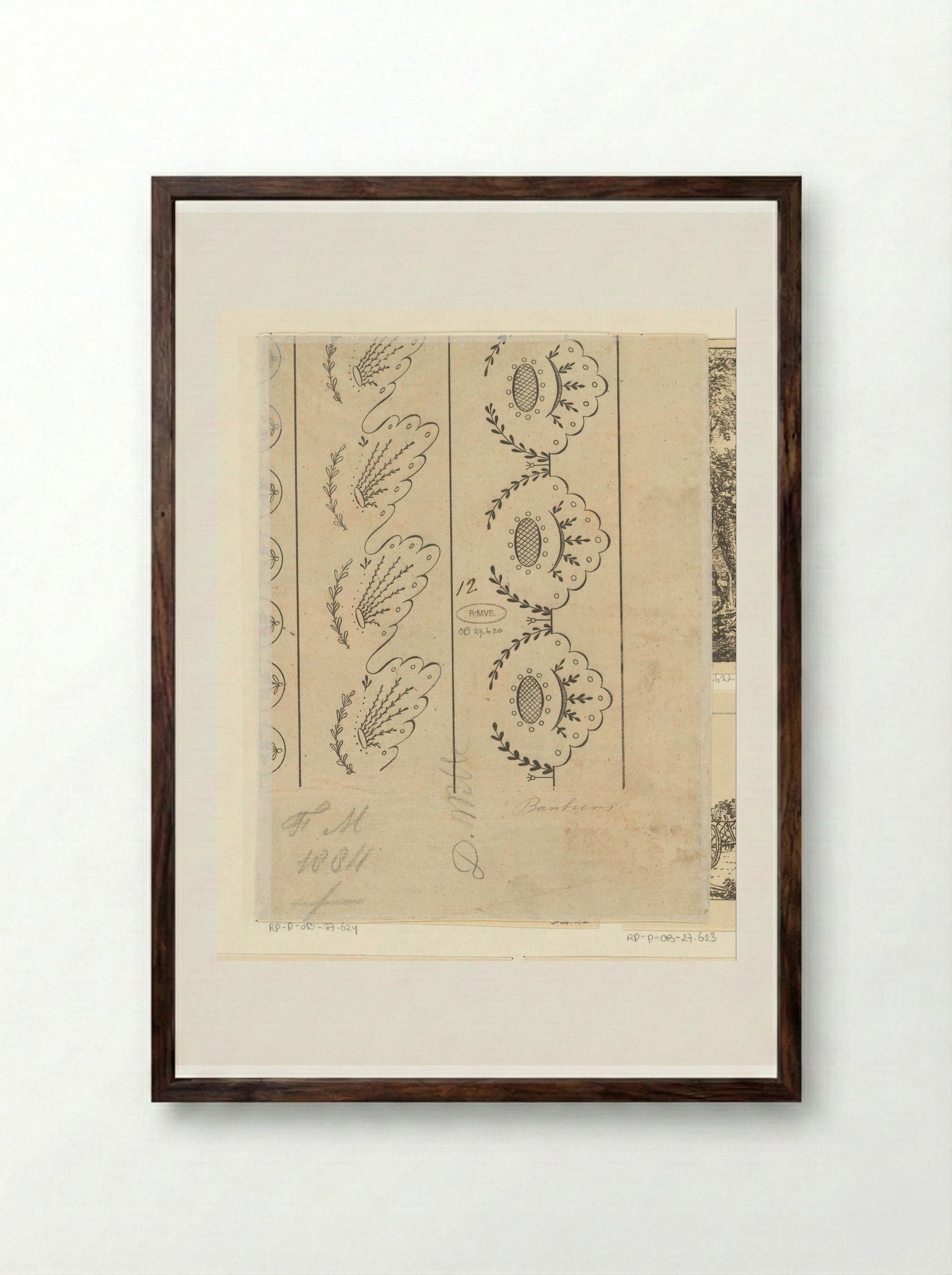 Borduurpatroon - Pieter Bartholomeusz. Barbiers - Framed Print Dark Wood
