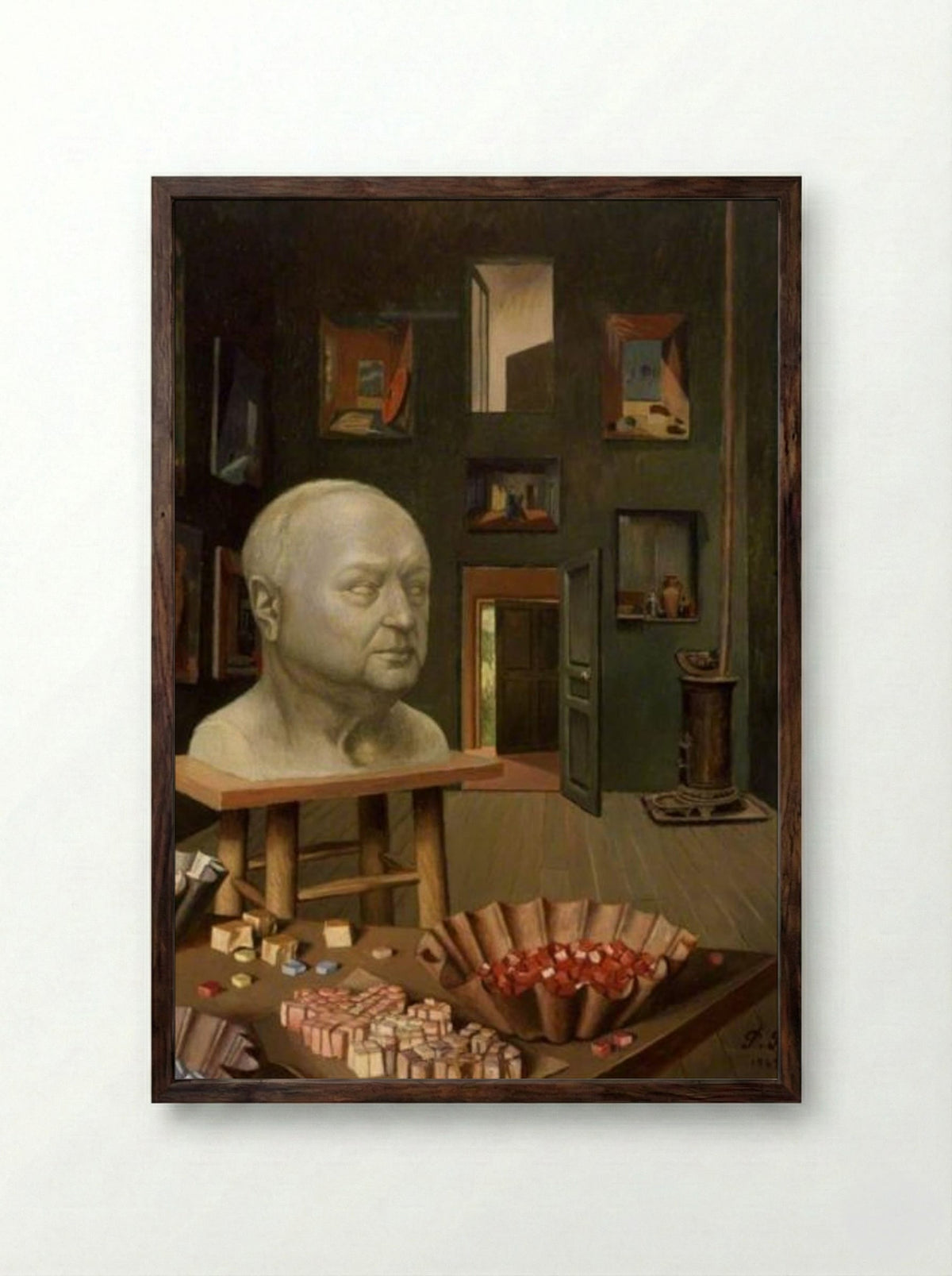 Boris Anrep in his Studio, 65 Boulevard Arago - Pierre Roy - Framed Print Dark Wood