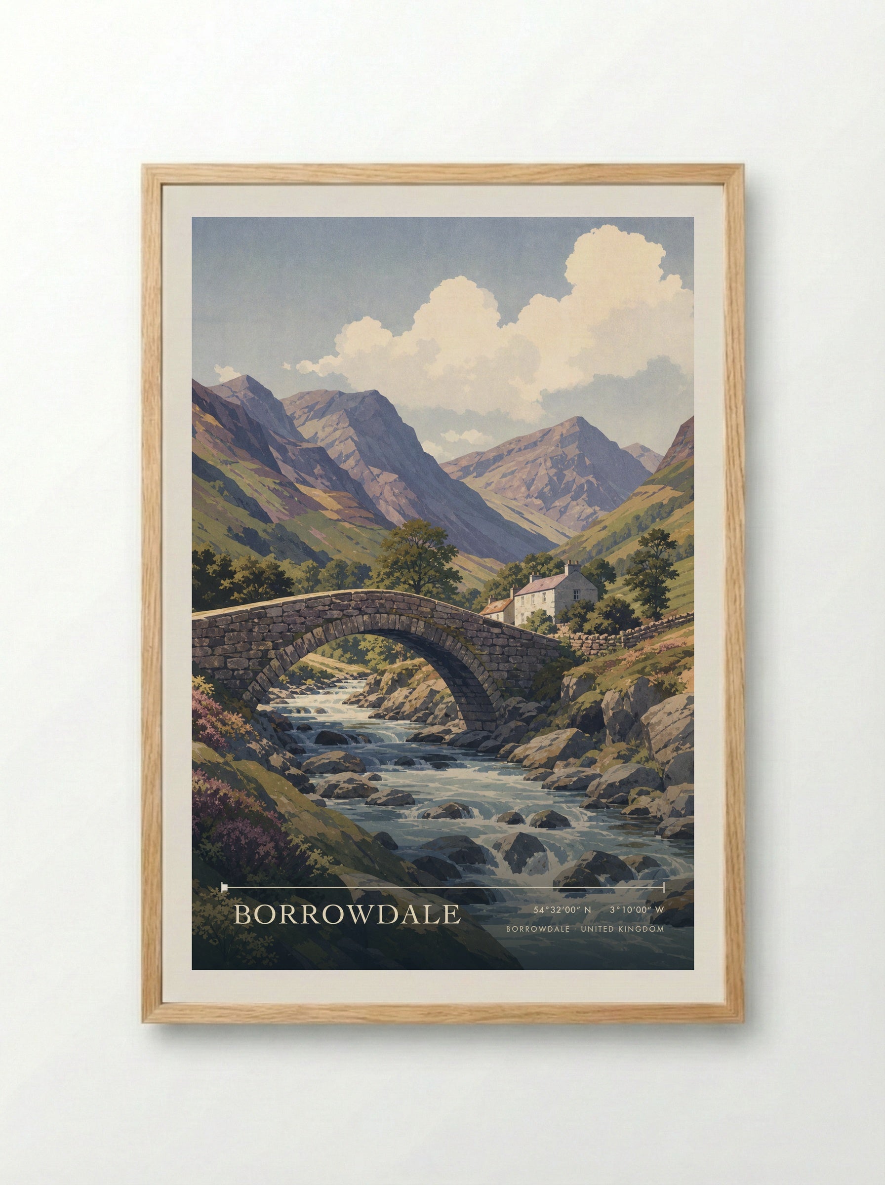 Borrowdale United Kingdom Travel Poster - Framed Print Wood