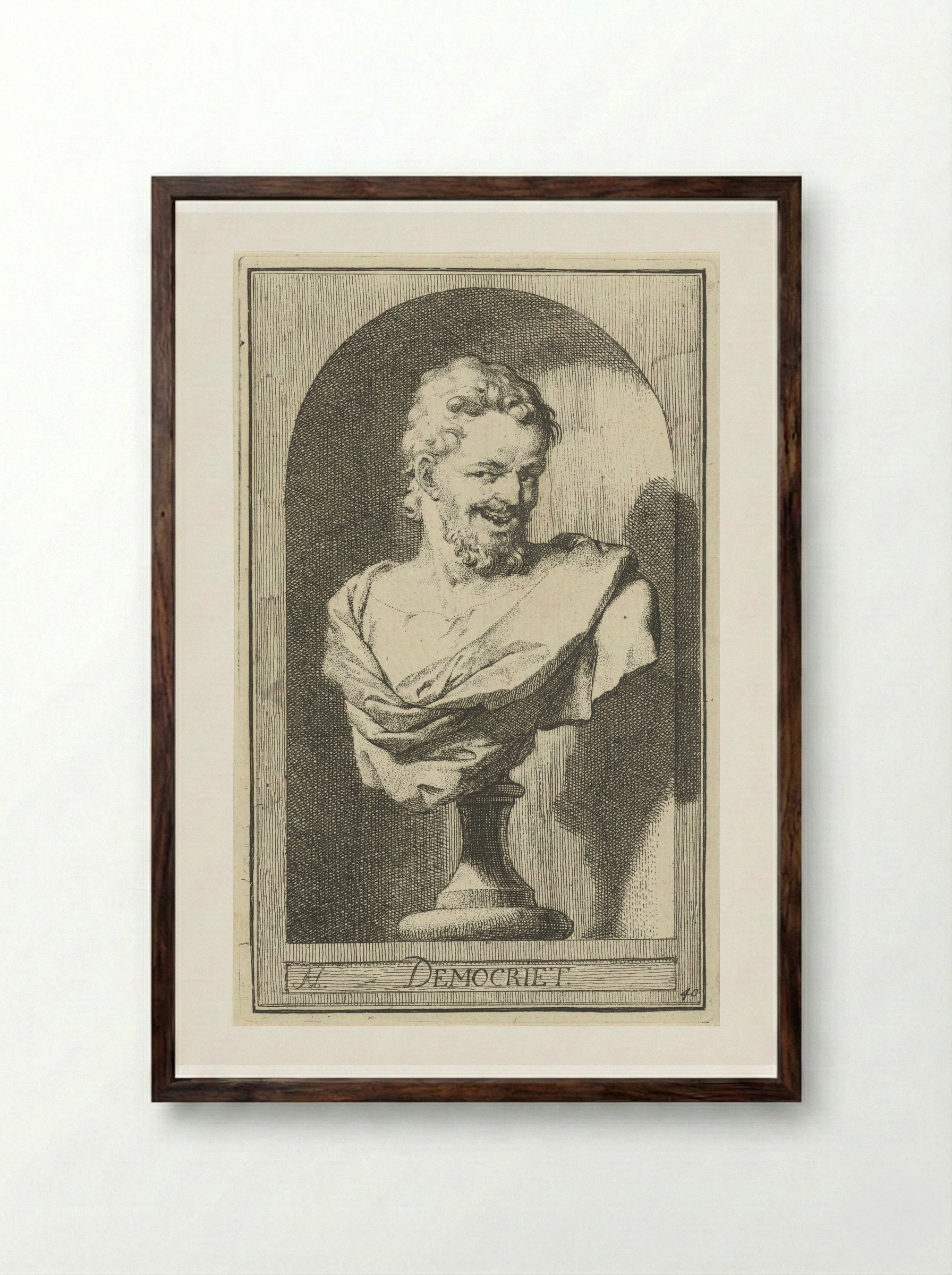 Borstbeeld van Democritus - Leonard Schenk - Framed Print Dark Wood