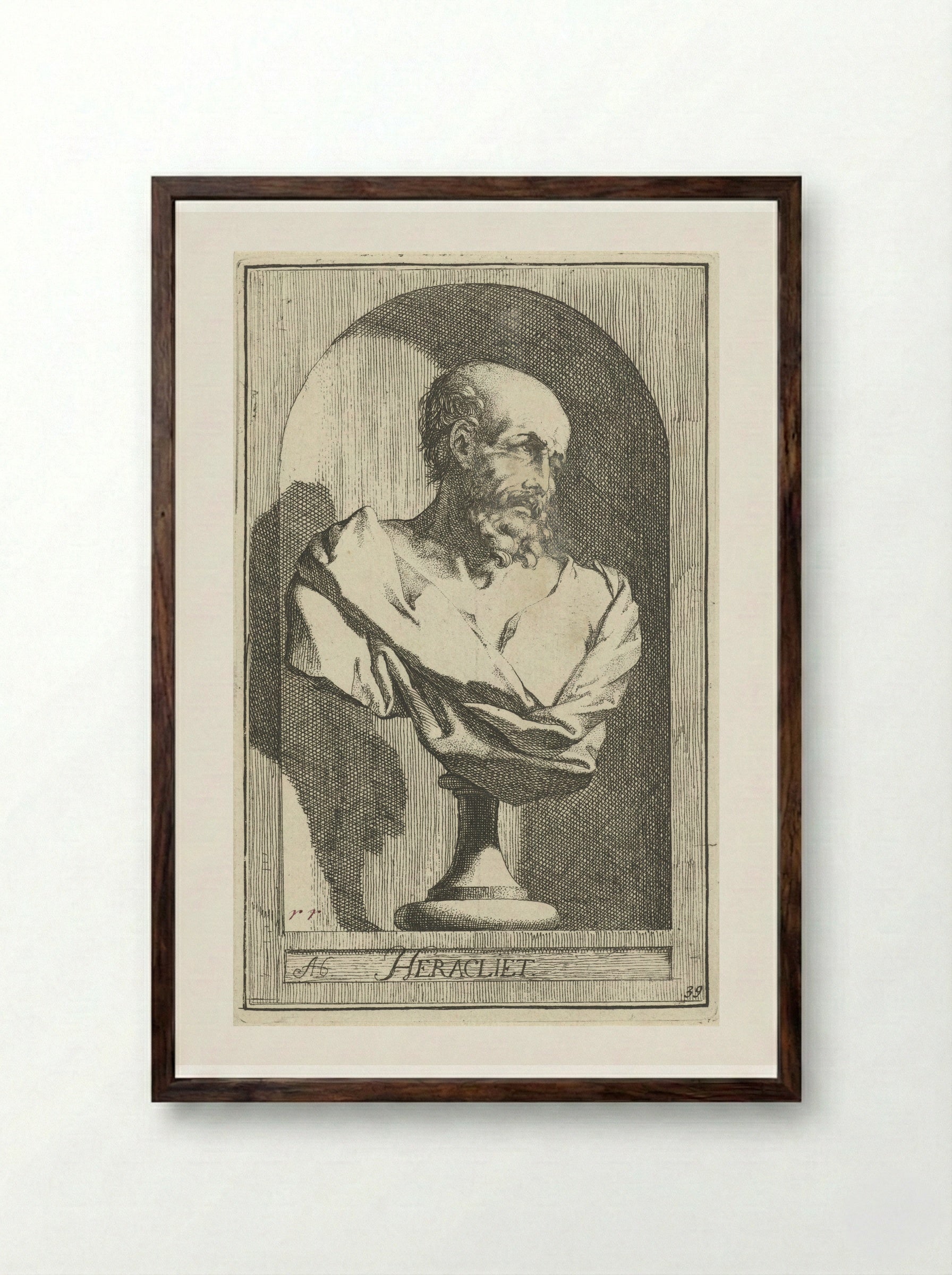Borstbeeld van Heraclitus - Leonard Schenk - Framed Print Dark Wood
