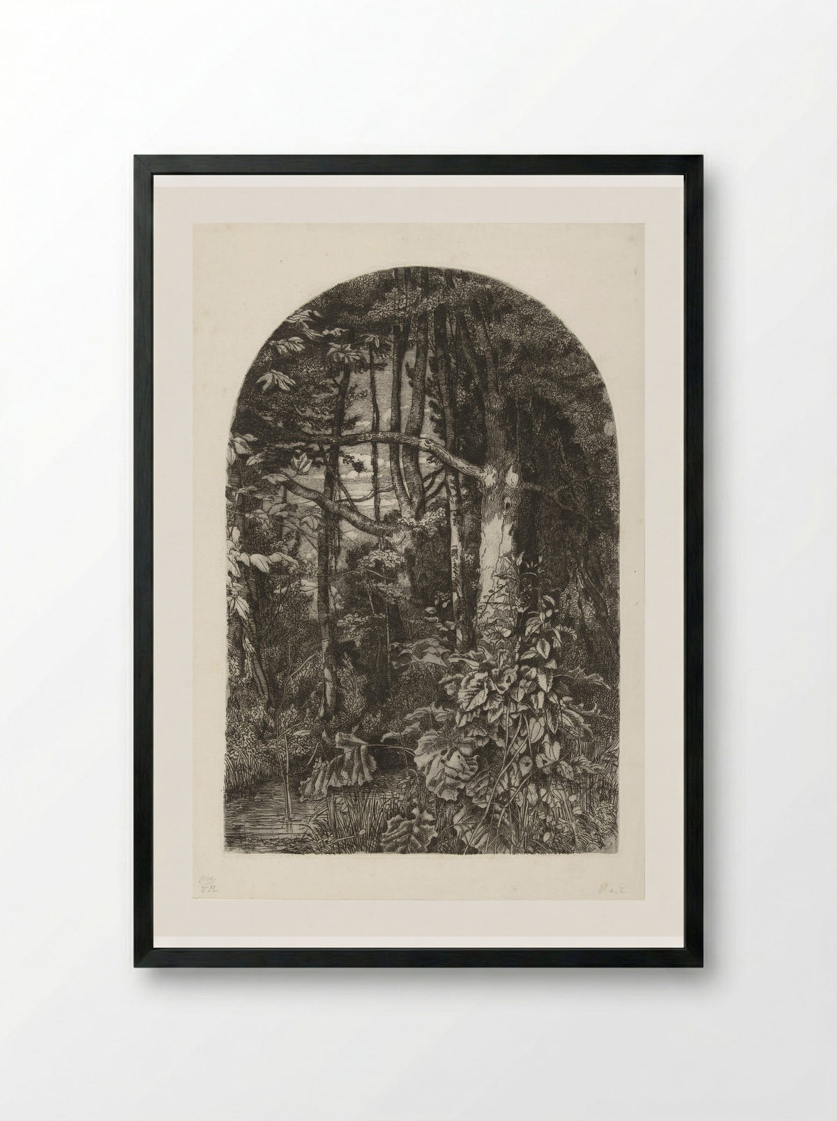 Bos met beek - Jacobus Ludovicus Cornet - Framed Print Black