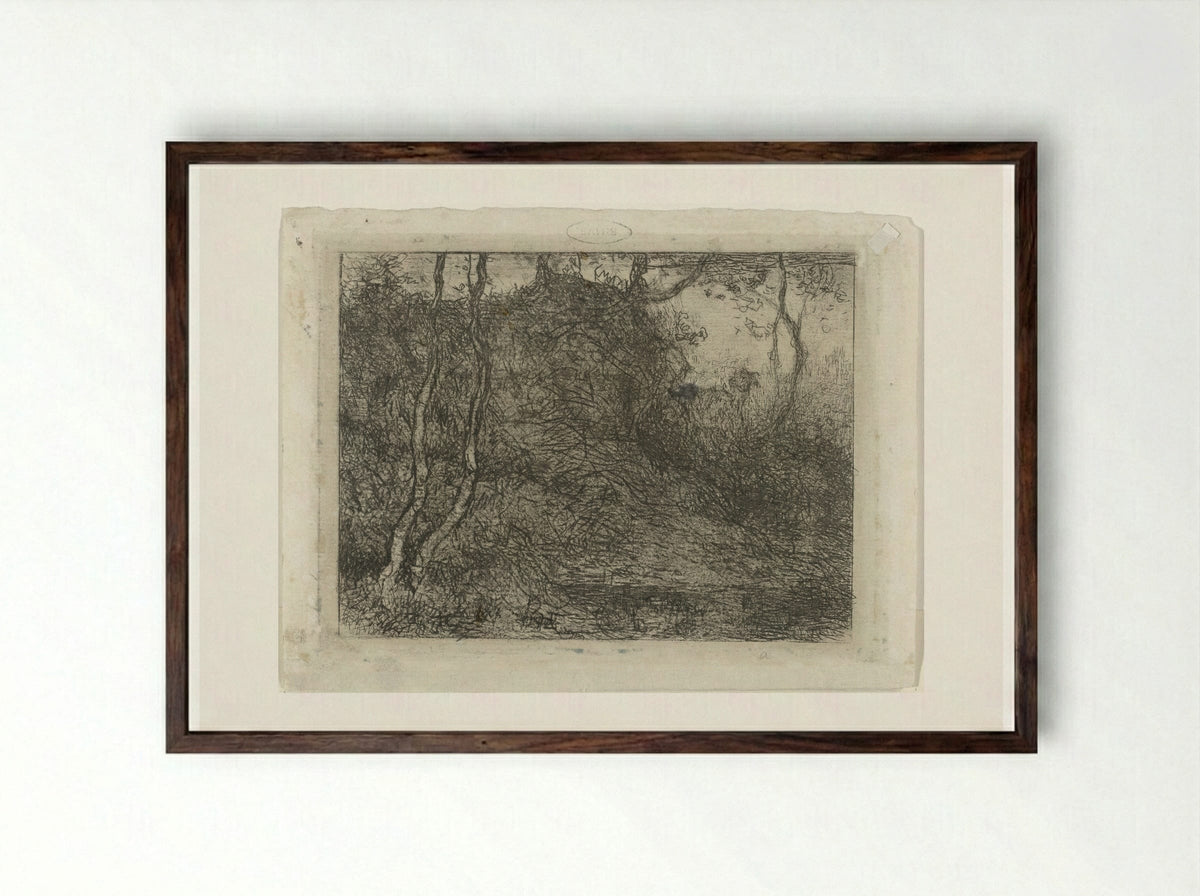 Bos met geitje - Matthijs Maris - Framed Print Dark Wood