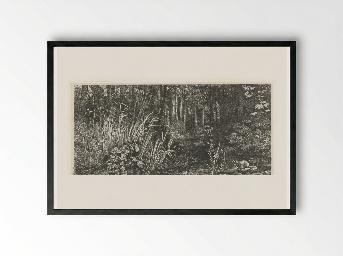 Bosbeekje (Woodland Stream) - Jacobus Ludovicus Cornet - Framed Print Black