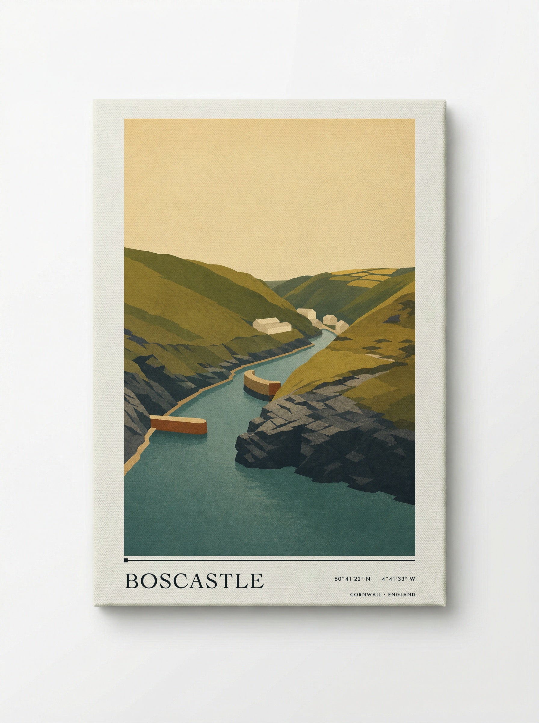 Boscastle Cornwall England Travel Poster - Canvas