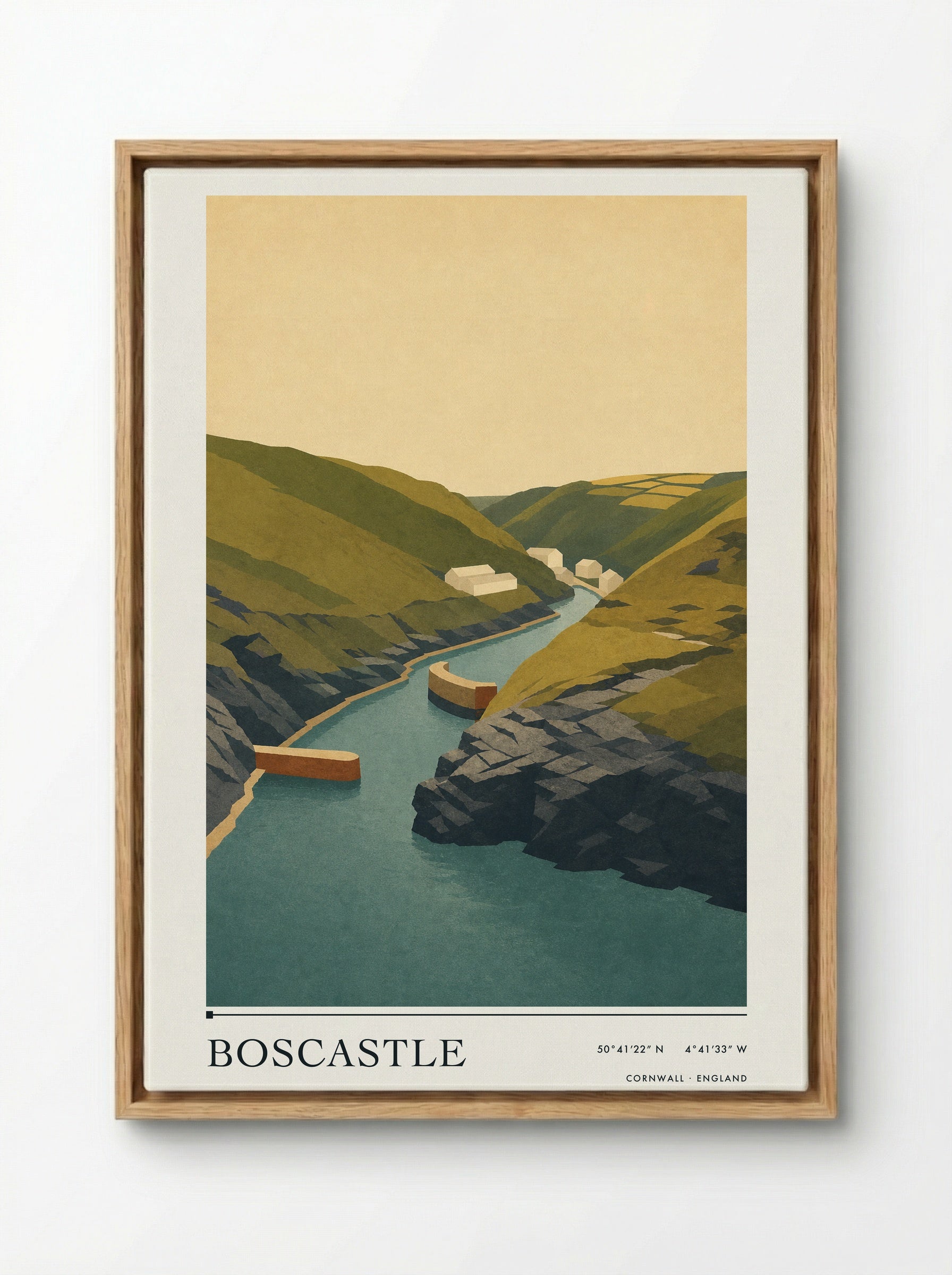 Boscastle Cornwall England Travel Poster - Framed Canvas Wood