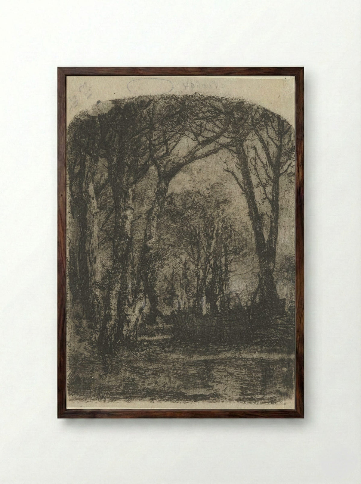 Bosgezicht (Forest View) - Mosè Bianchi - Framed Print Dark Wood