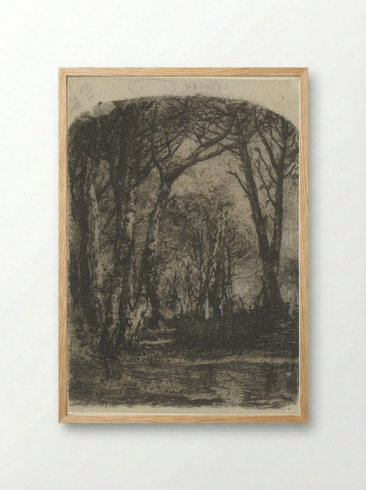 Bosgezicht (Forest View) - Mosè Bianchi - Framed Print Wood