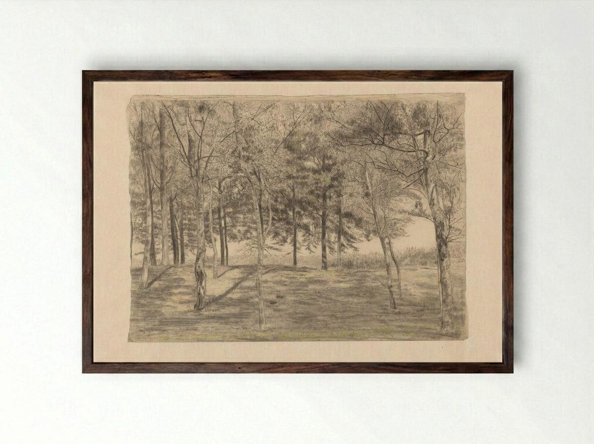 Bosgezicht bij Doorn - Cornelis Gerardus 't Hooft - Framed Print Dark Wood