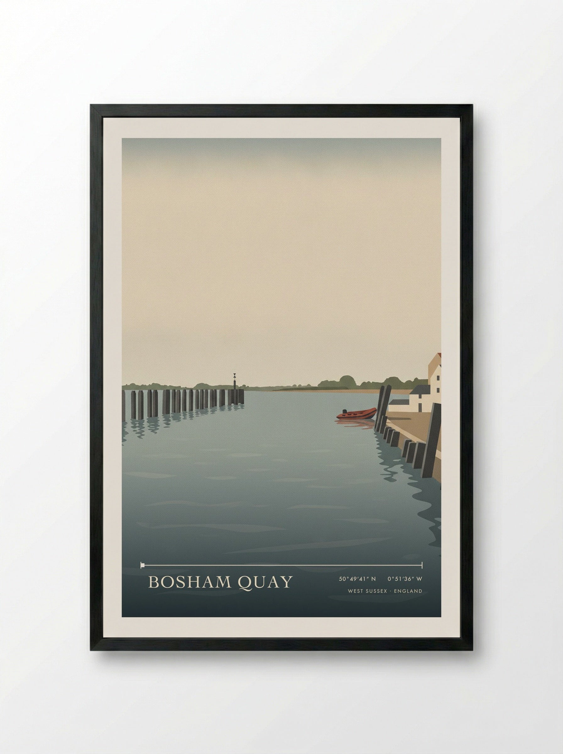 Bosham Quay West Sussex England Travel Poster - Framed Print Black