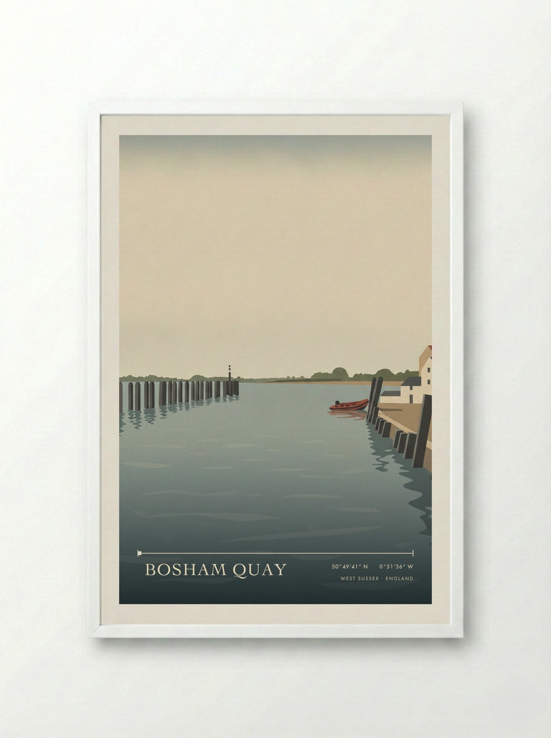 Bosham Quay West Sussex England Travel Poster - Framed Print White