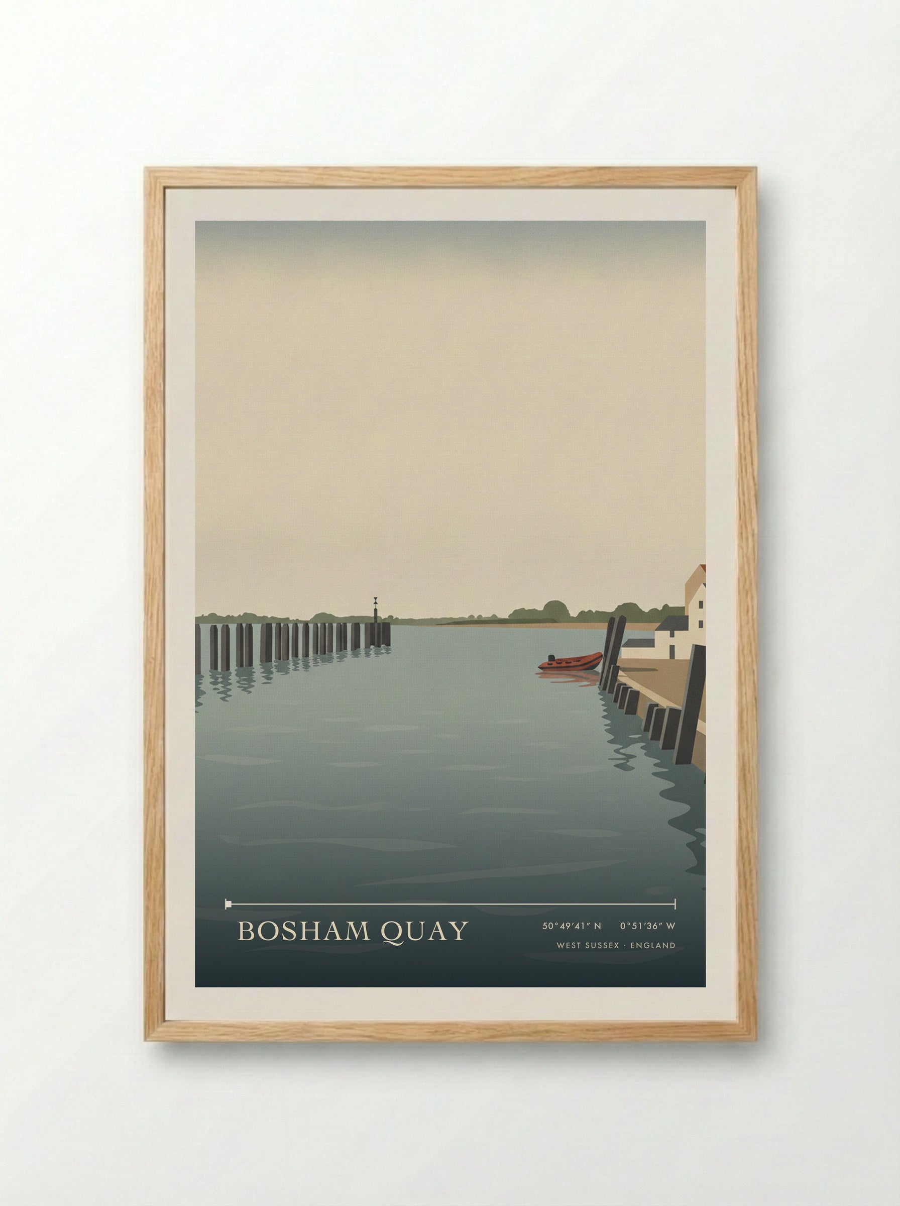 Bosham Quay West Sussex England Travel Poster - Framed Print Wood