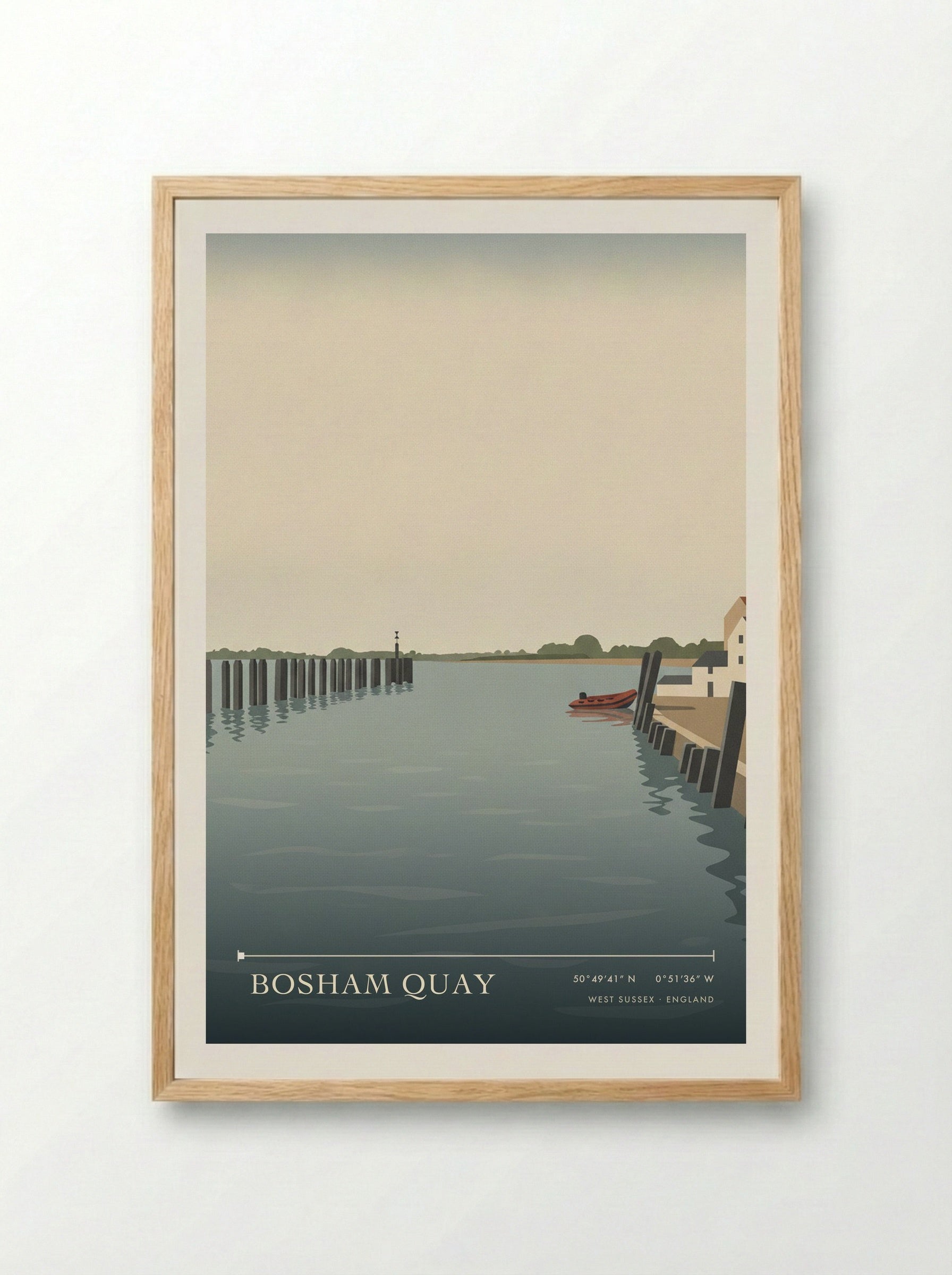 Bosham Quay West Sussex England Travel Poster - Framed Print Wood
