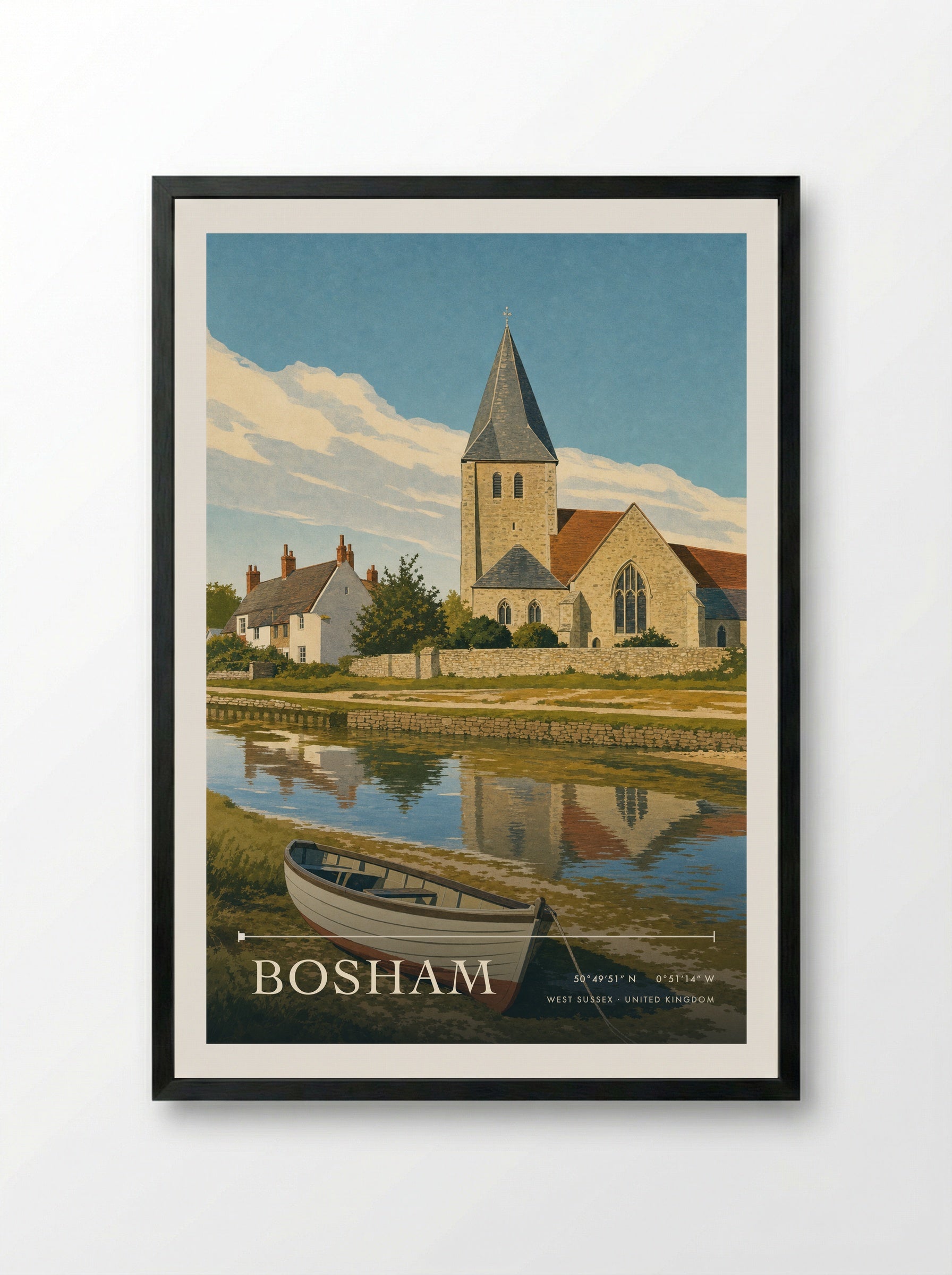 Bosham West Sussex United Kingdom Travel Poster - Framed Print Black