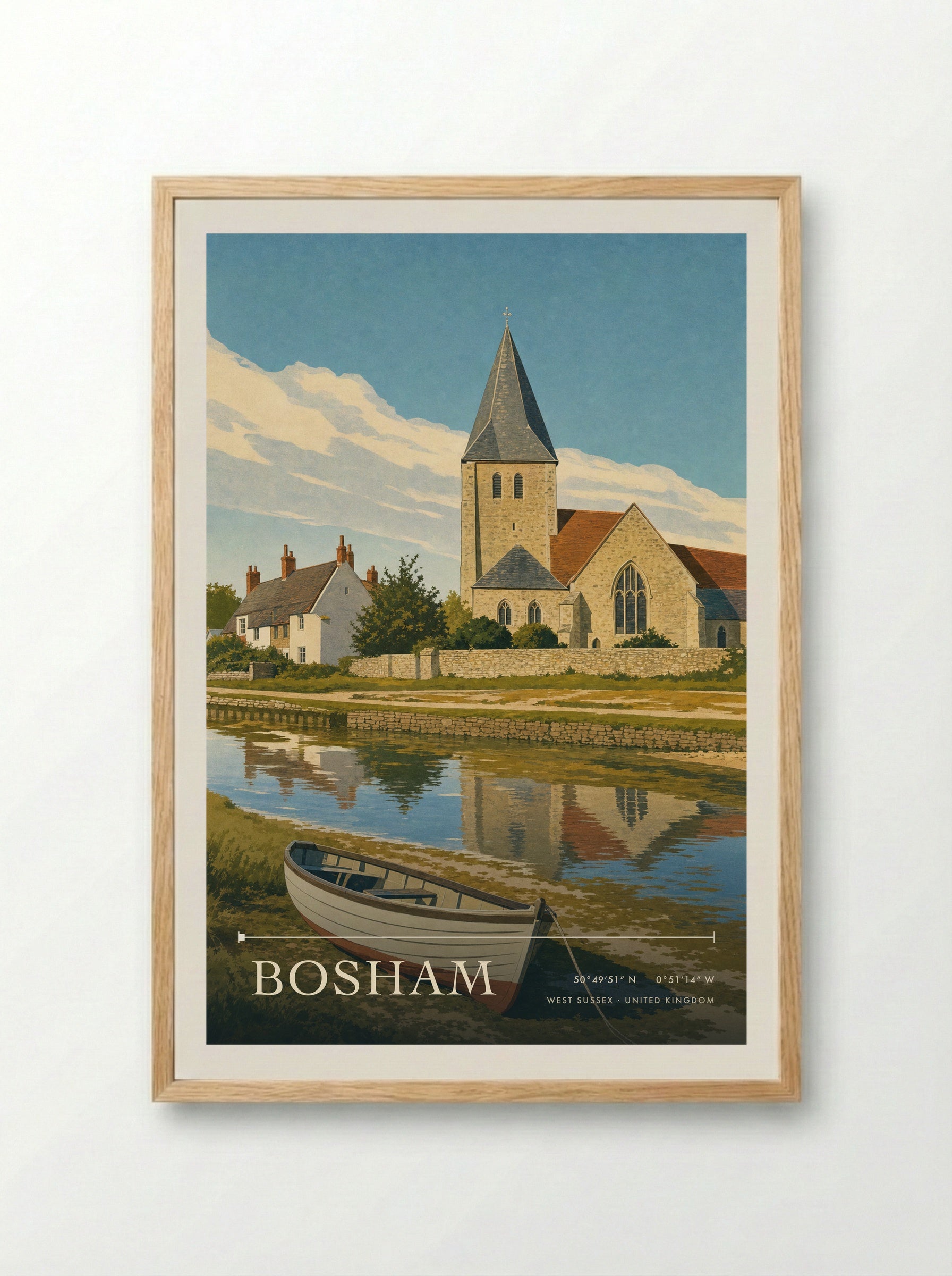 Bosham West Sussex United Kingdom Travel Poster - Framed Print Wood