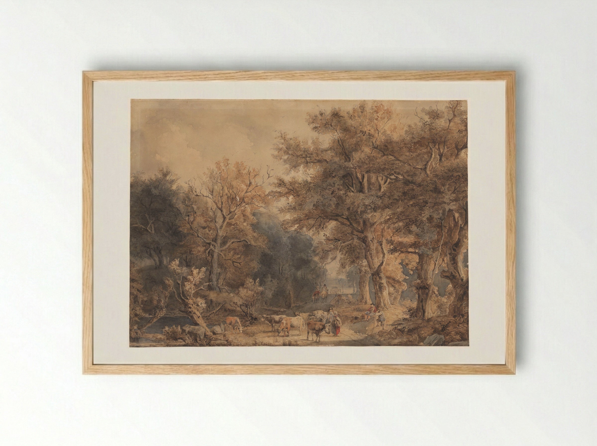 Boslandschap met figuren en vee - Jacob Maris - Framed Print Wood