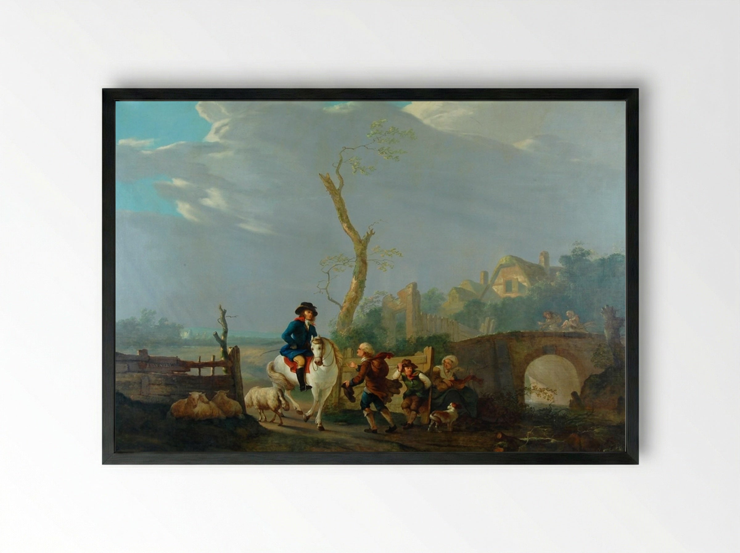 Boslandschap met figuren - Jacob van Strij - Framed Print Black