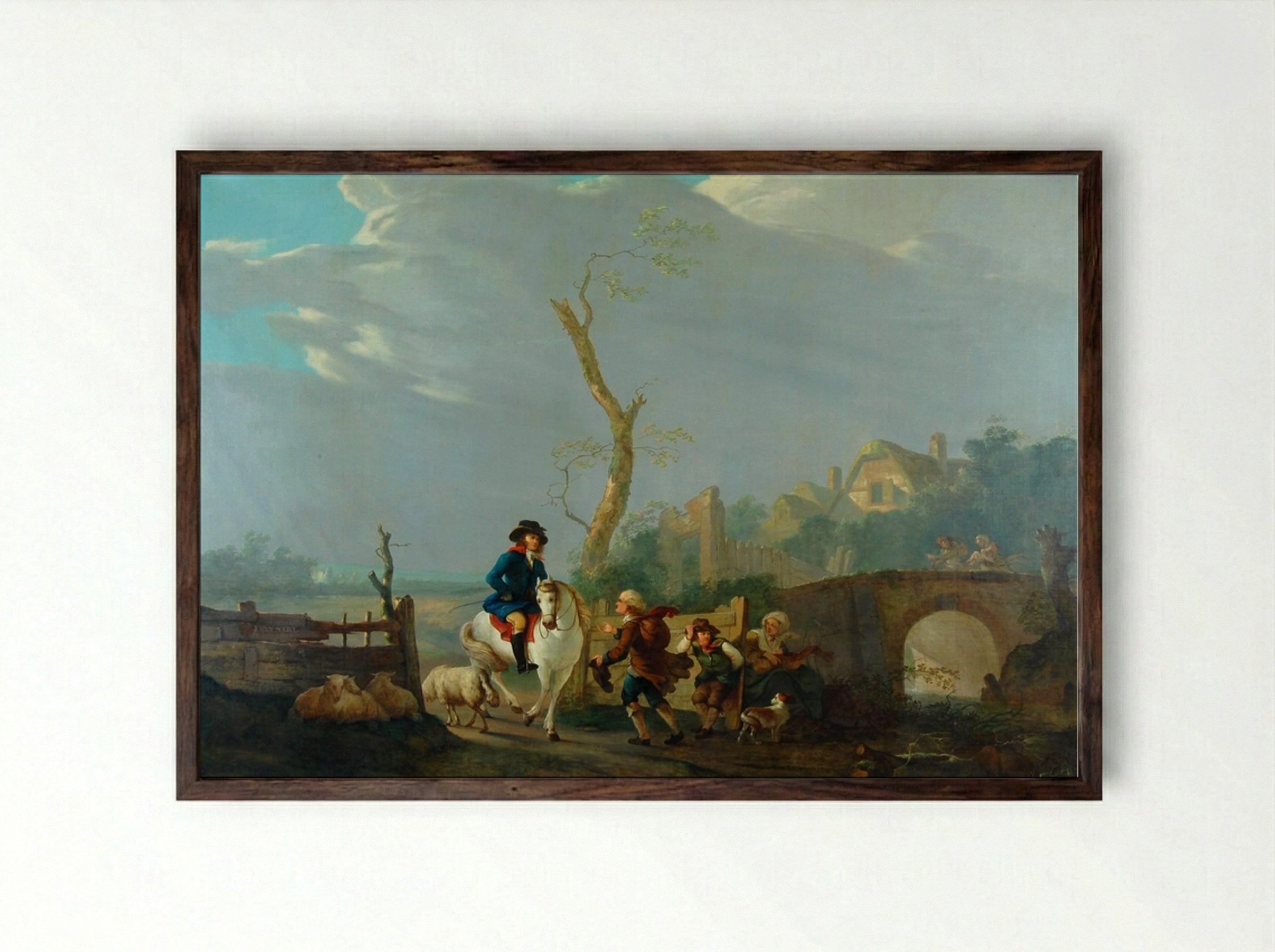 Boslandschap met figuren - Jacob van Strij - Framed Print Dark Wood