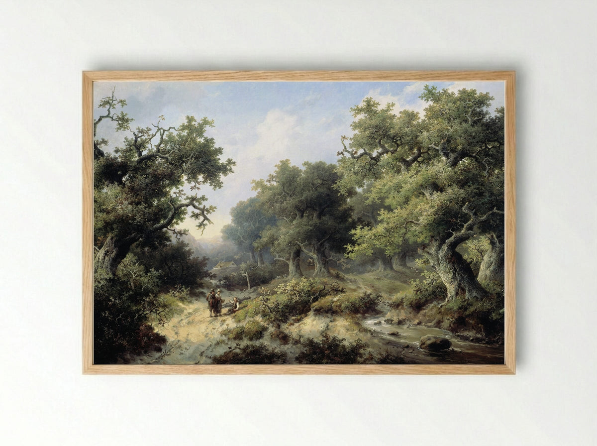 Boslandschap met reizigers - Jacob Cremer - Framed Print Wood