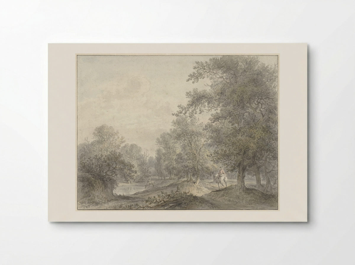 Boslandschap met ruiter en vijver - Jacobus Versteegen - Poster