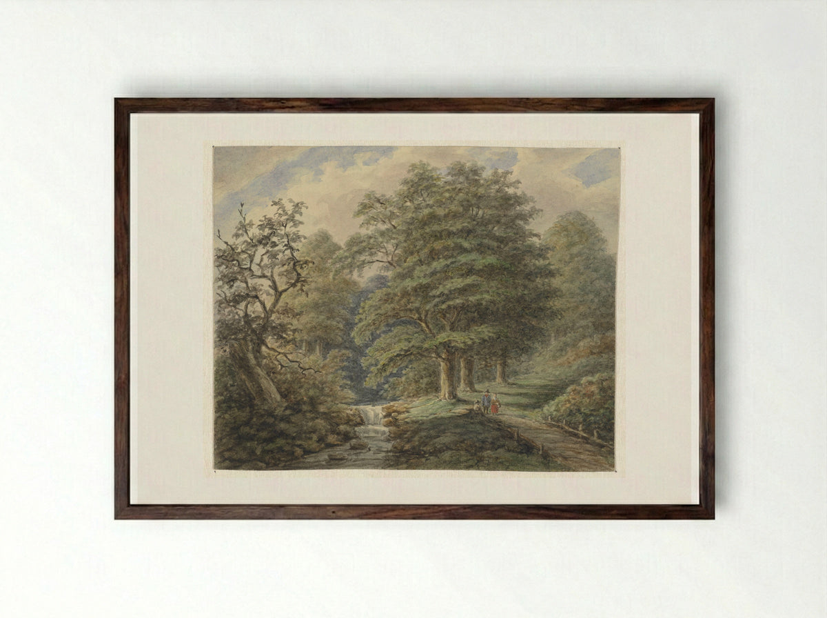 Boslandschap met watervalletje - Matthijs Maris - Framed Print Dark Wood